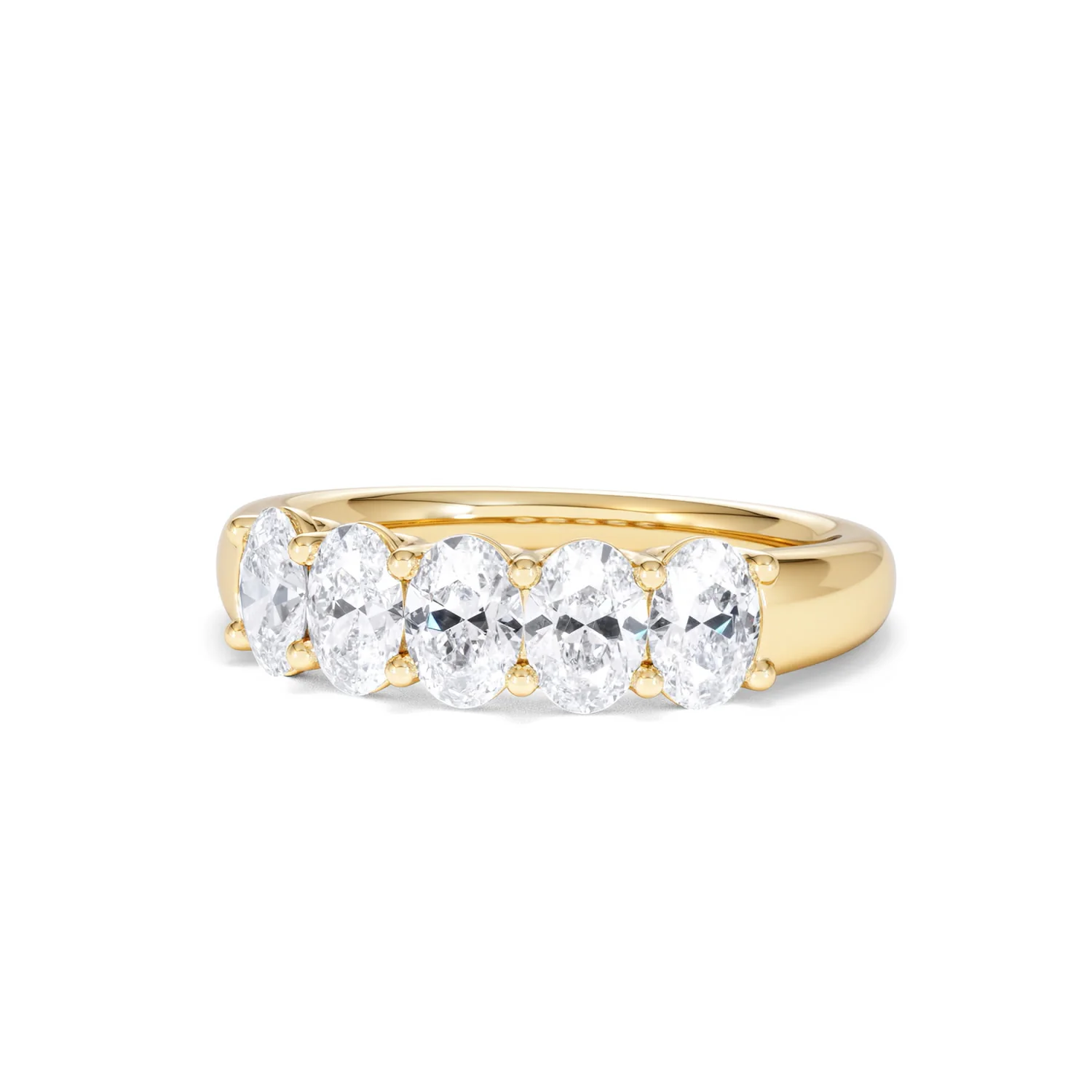 Unity 1.00ct Oval Cut Lab Diamond 5 Stone Ring in 18K Yellow Gold - Image 85