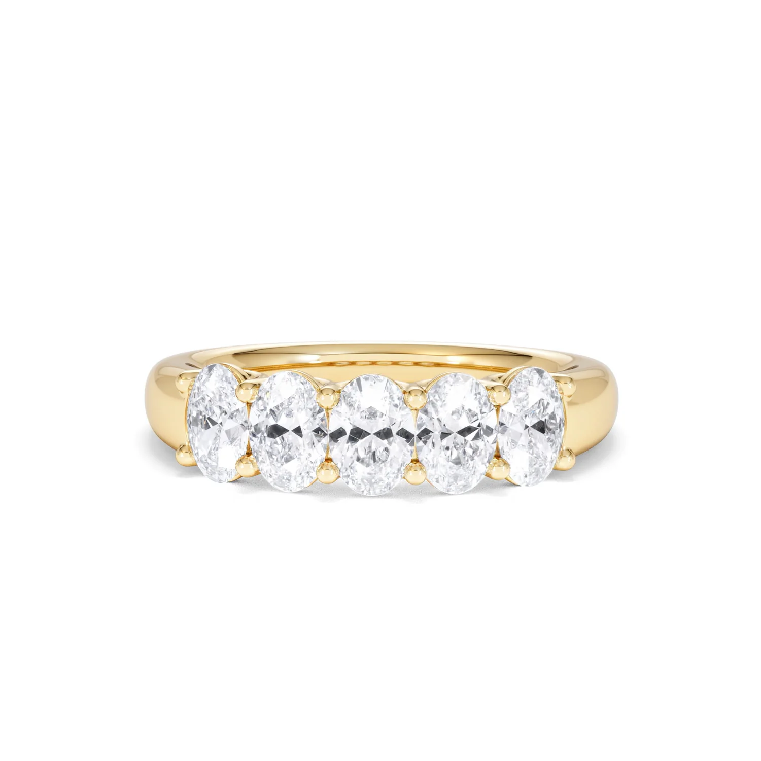 Unity 1.00ct Oval Cut Lab Diamond 5 Stone Ring in 18K Yellow Gold - Image 88