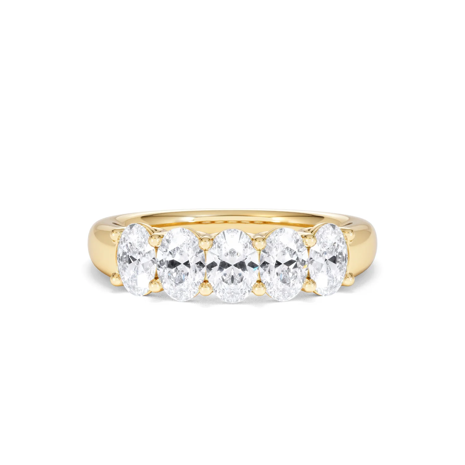Unity 1.00ct Oval Cut Lab Diamond 5 Stone Ring in 18K Yellow Gold - Image 9