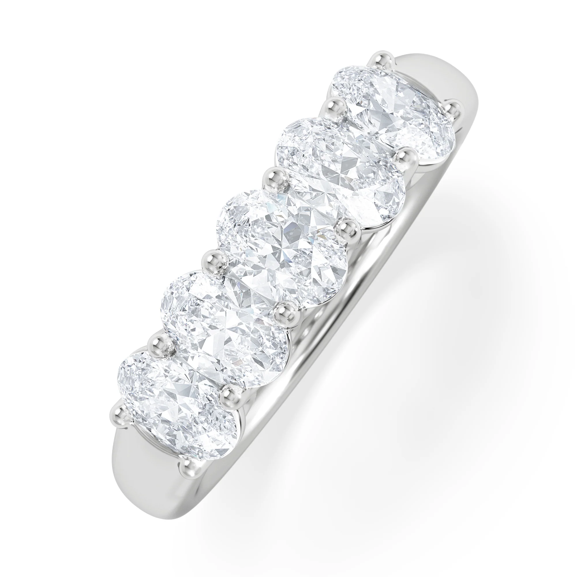 Unity 1.00ct Oval Cut Lab Diamond 5 Stone Ring in Platinum