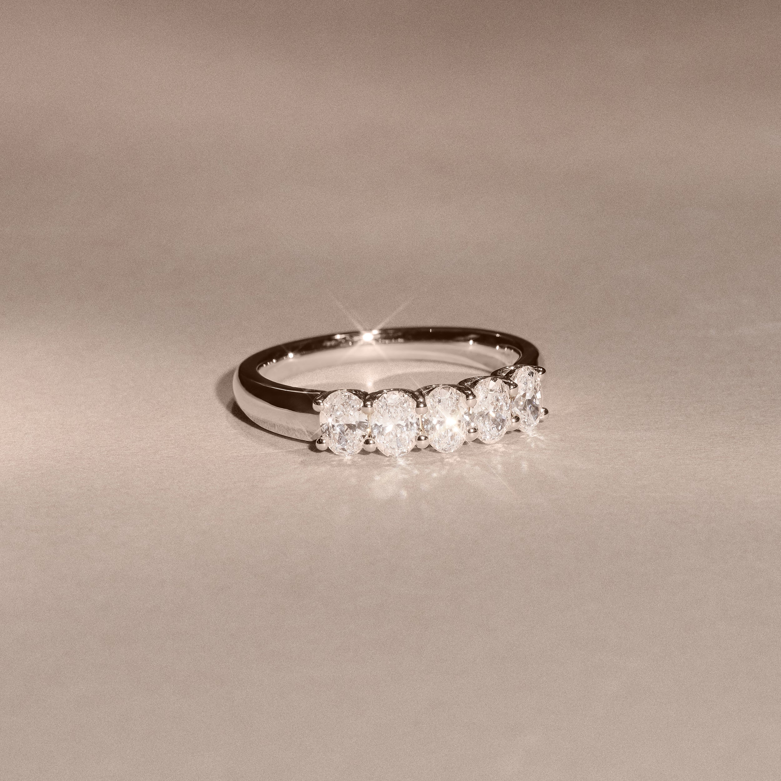 Unity 1.00ct Oval Cut Lab Diamond 5 Stone Ring in Platinum - Image 6