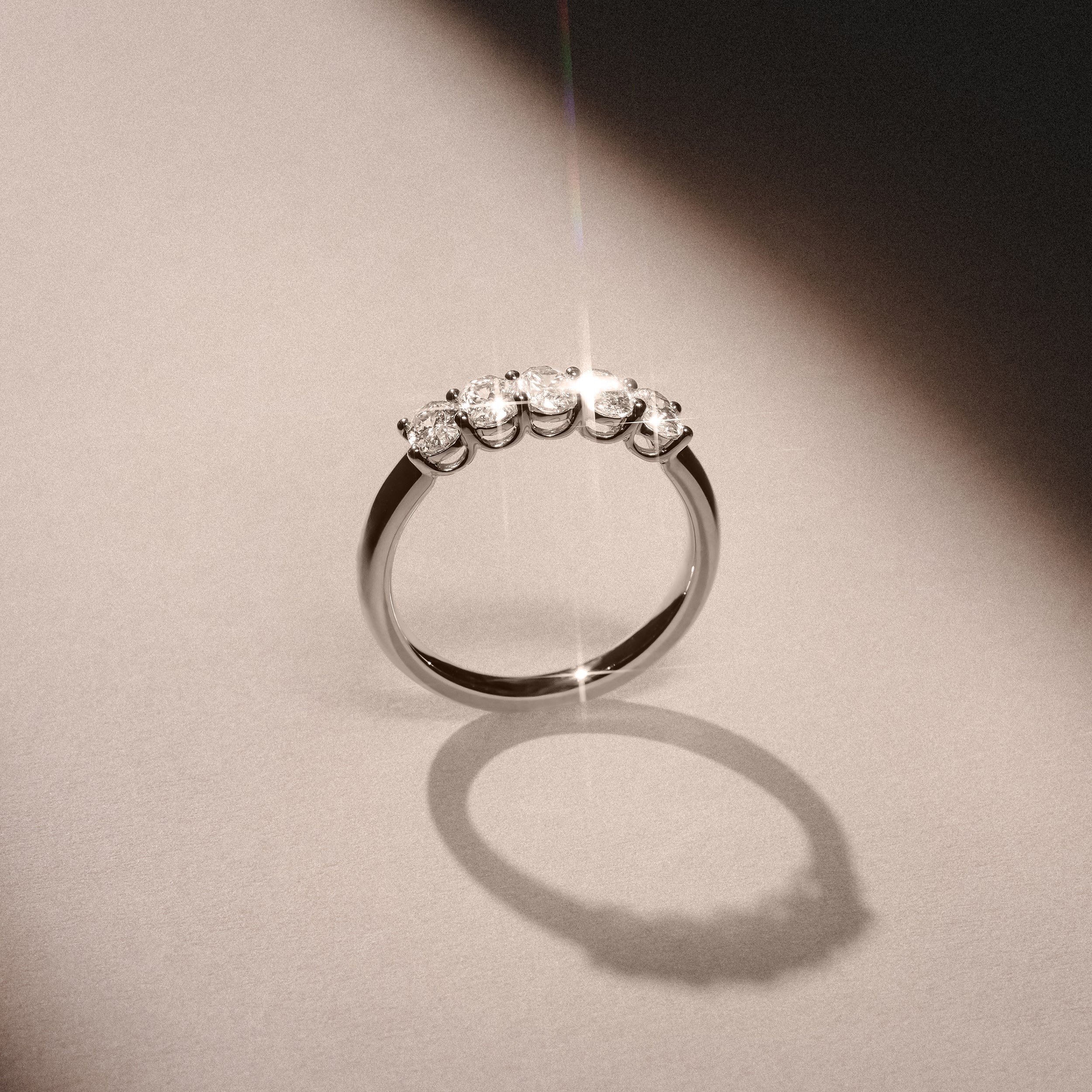 Unity 1.00ct Oval Cut Lab Diamond 5 Stone Ring in Platinum - Image 8
