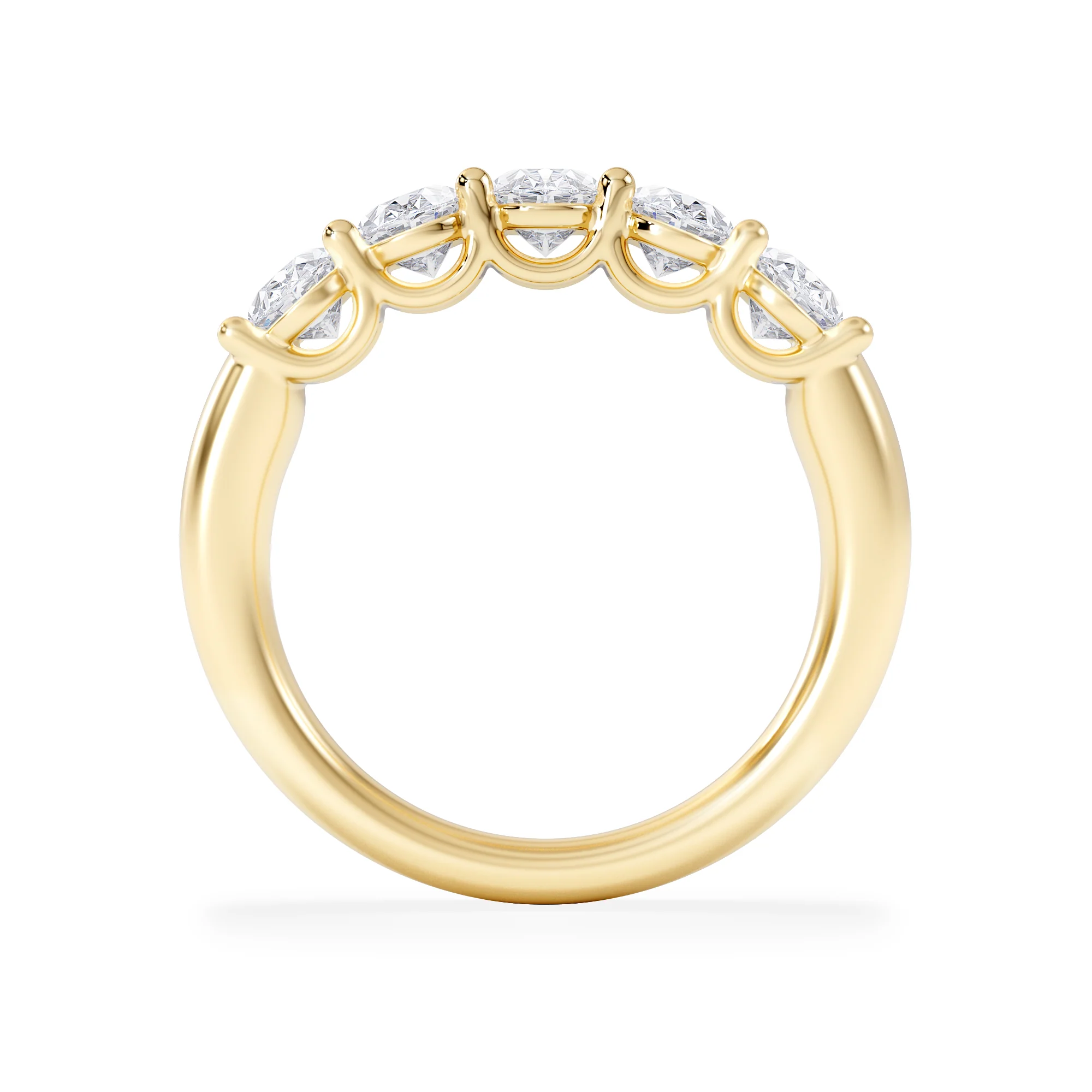 Unity 2.00ct Oval Cut Lab Diamond 5 Stone Ring in 18K Yellow Gold - Image 3