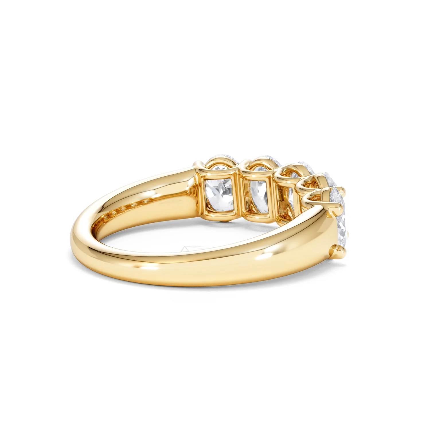Unity 2.00ct Oval Cut Lab Diamond 5 Stone Ring in 18K Yellow Gold - Image 37