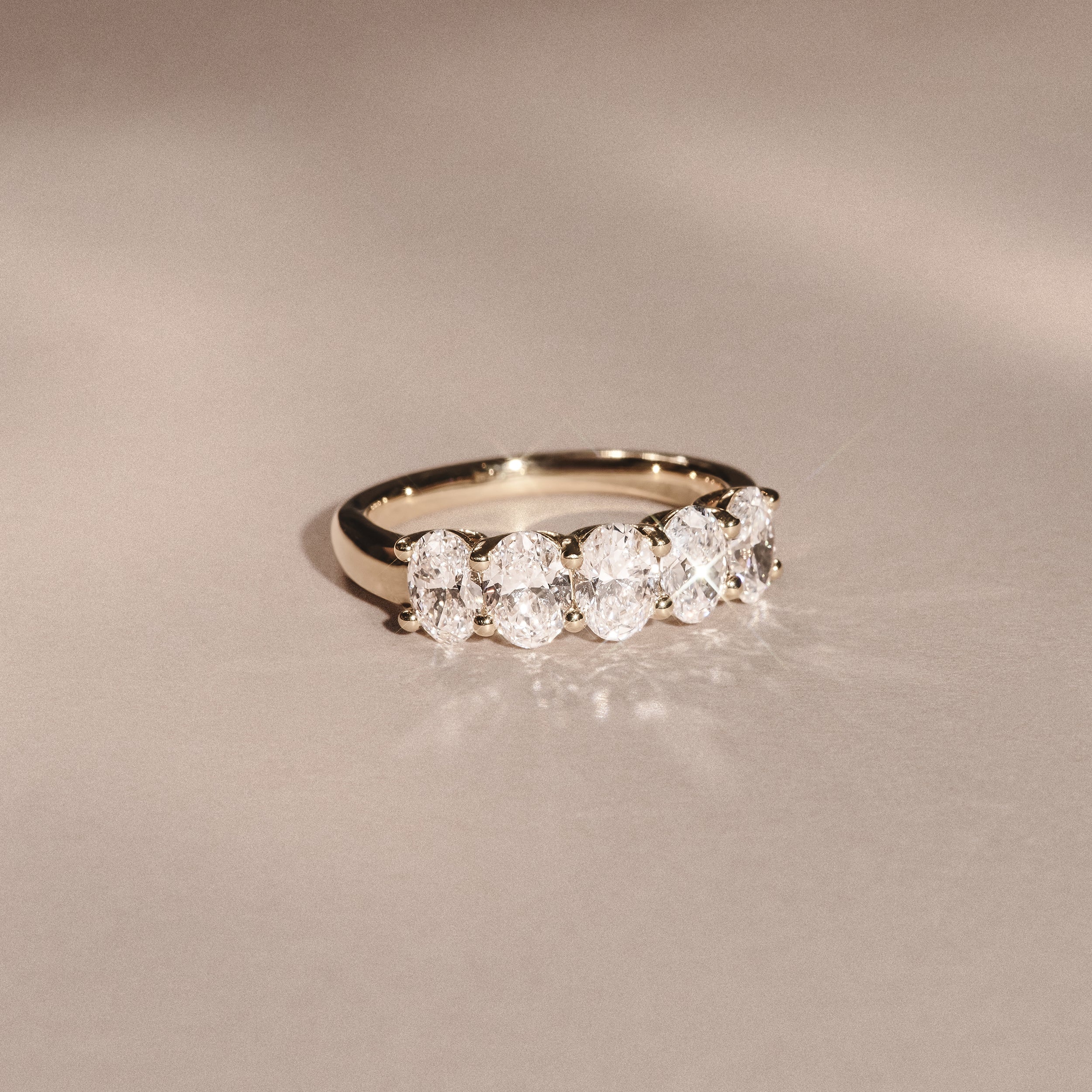 Unity 2.00ct Oval Cut Lab Diamond 5 Stone Ring in 18K Yellow Gold - Image 6