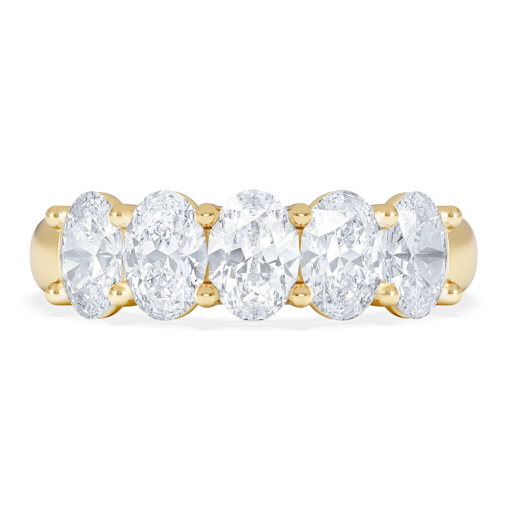 Unity 2.00ct Oval Cut Lab Diamond 5 Stone Ring in 18K Yellow Gold - Image 7