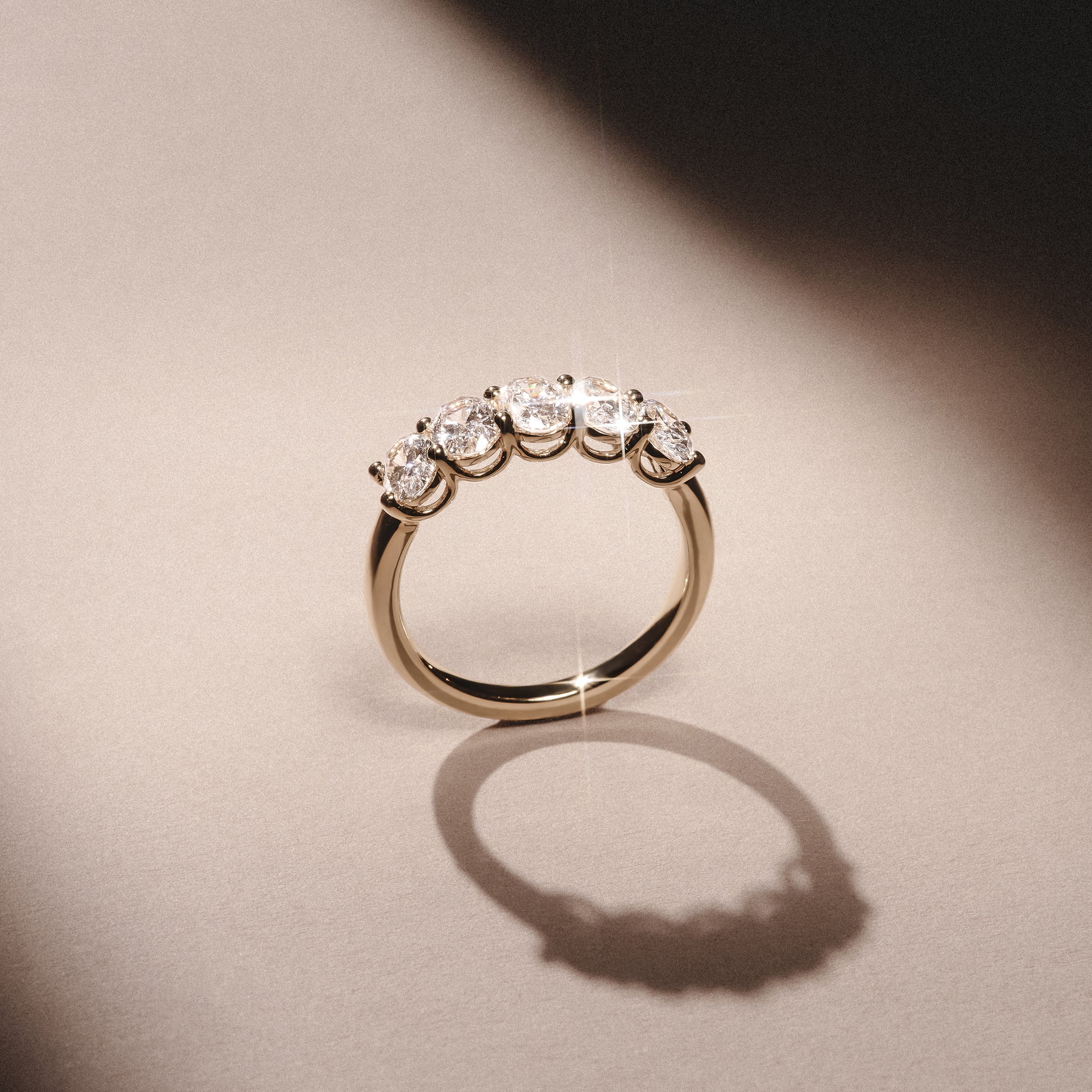 Unity 2.00ct Oval Cut Lab Diamond 5 Stone Ring in 18K Yellow Gold - Image 8