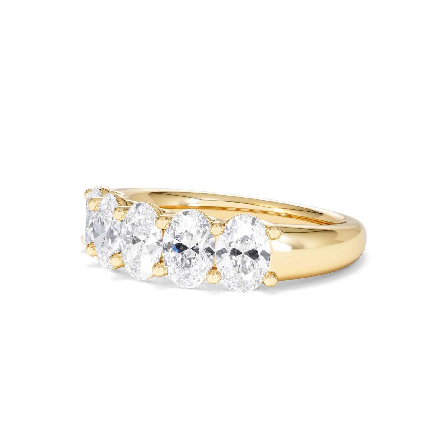 Unity 2.00ct Oval Cut Lab Diamond 5 Stone Ring in 18K Yellow Gold - Image 80