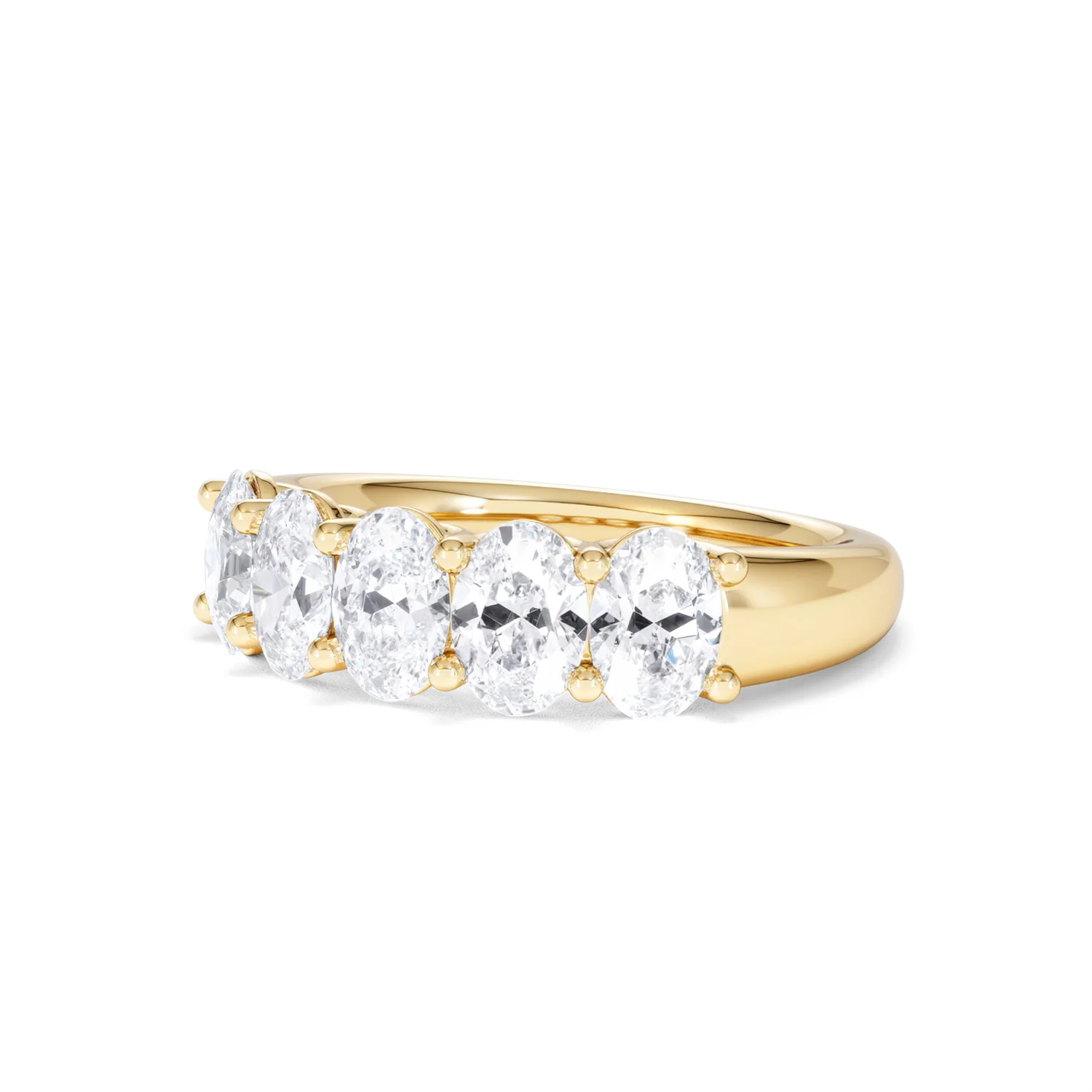 Unity 2.00ct Oval Cut Lab Diamond 5 Stone Ring in 18K Yellow Gold - Image 82