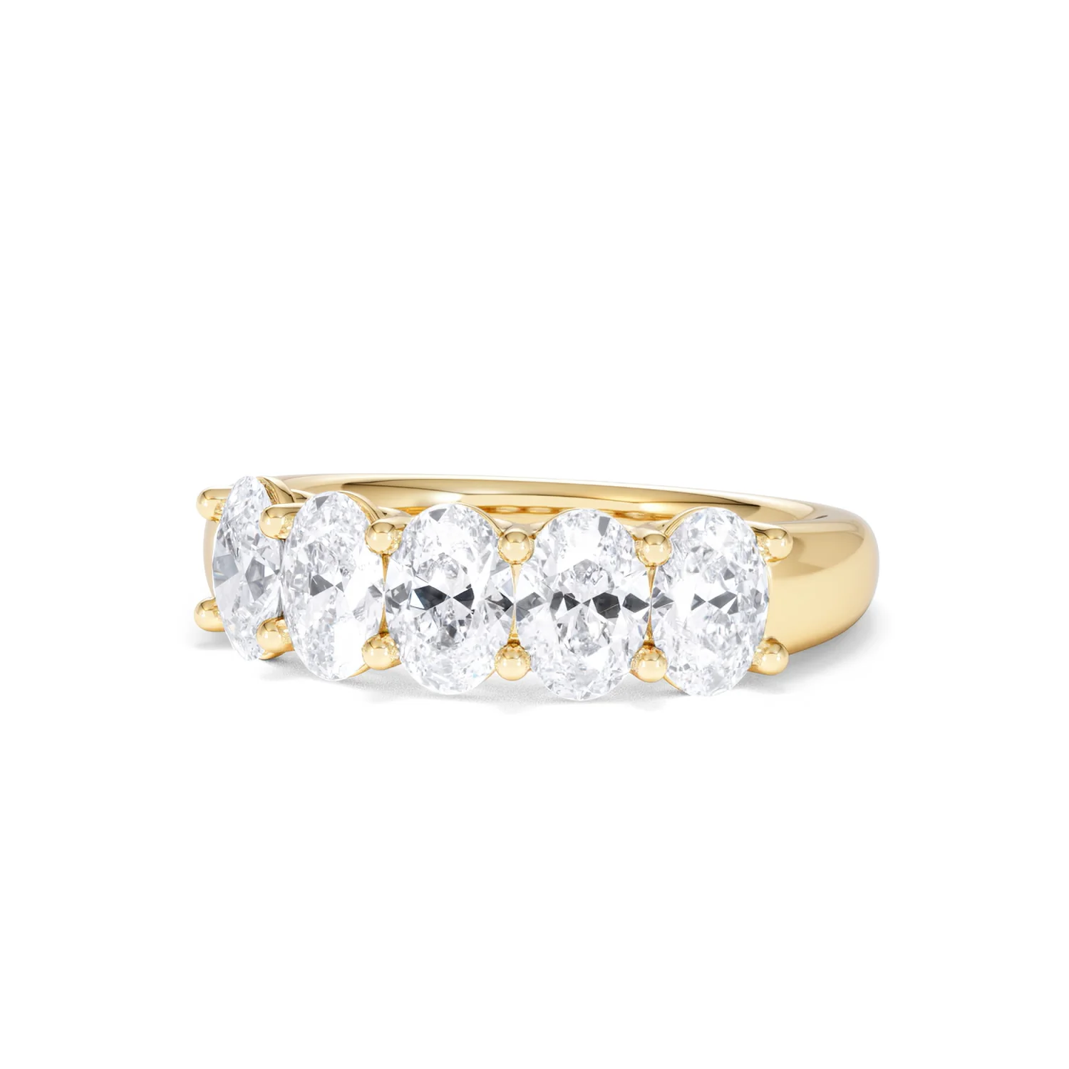 Unity 2.00ct Oval Cut Lab Diamond 5 Stone Ring in 18K Yellow Gold - Image 85