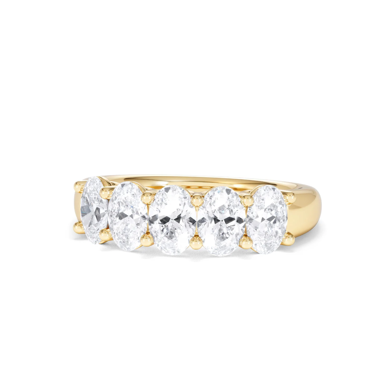 Unity 2.00ct Oval Cut Lab Diamond 5 Stone Ring in 18K Yellow Gold - Image 86