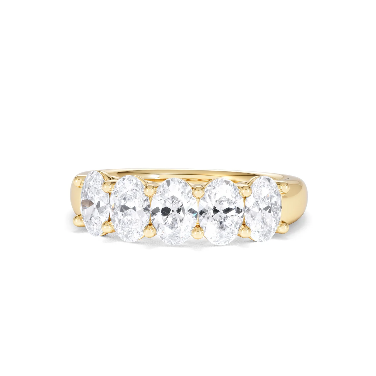 Unity 2.00ct Oval Cut Lab Diamond 5 Stone Ring in 18K Yellow Gold - Image 87