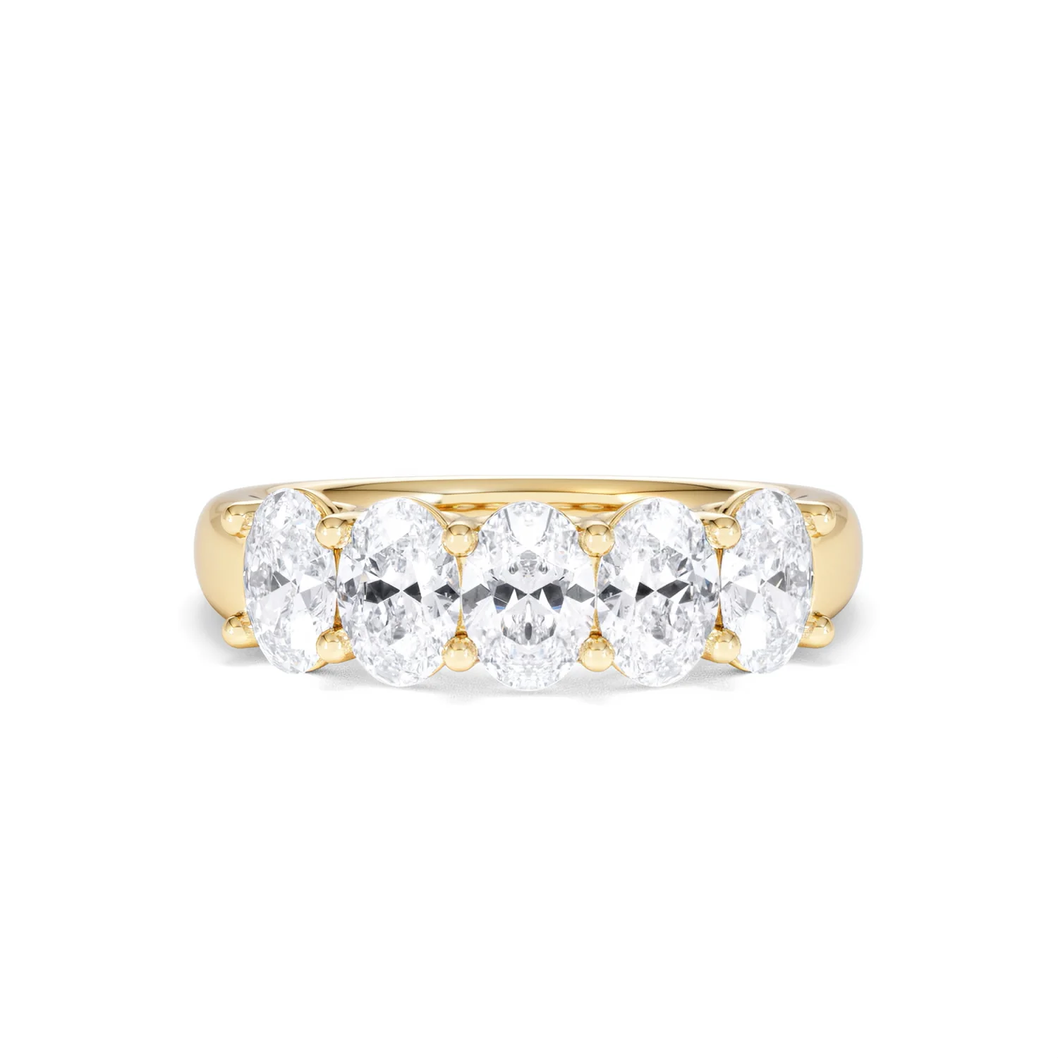 Unity 2.00ct Oval Cut Lab Diamond 5 Stone Ring in 18K Yellow Gold - Image 9