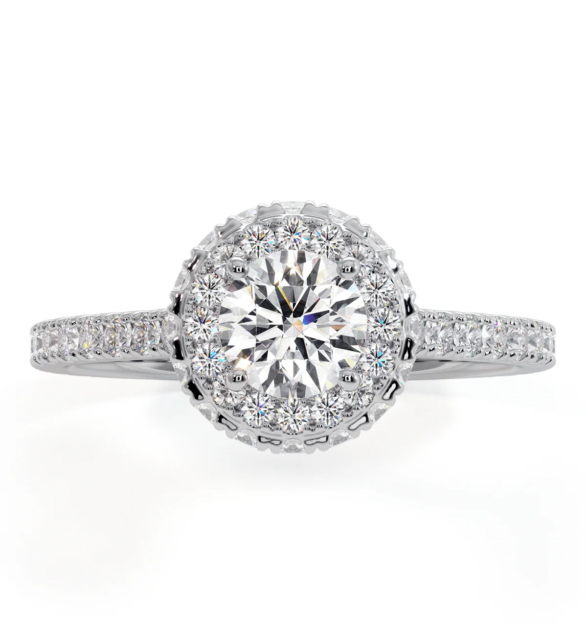 Valerie Diamond Halo Engagement Ring in Platinum 1.10ct G/SI2 - Image 2