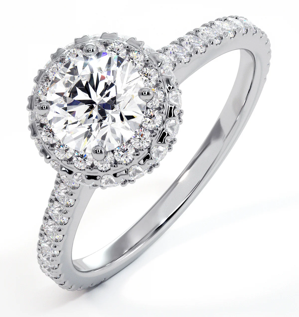 Valerie GIA Diamond Halo Engagement Ring in Platinum 1.40ct G/VS1