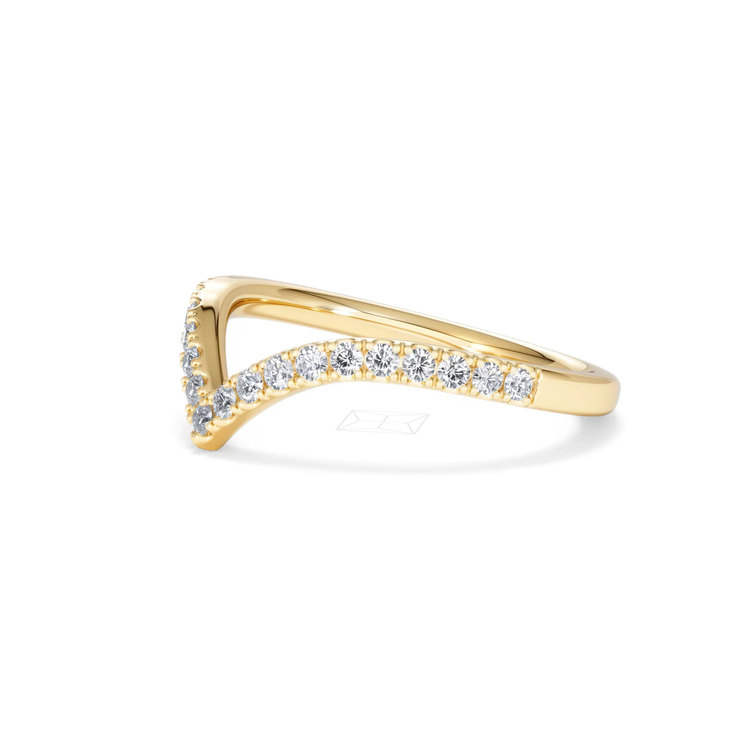 Vela 0.35ct Round Cut Lab Diamond Wishbone Wedding Ring in 18K Yellow Gold - Image 75
