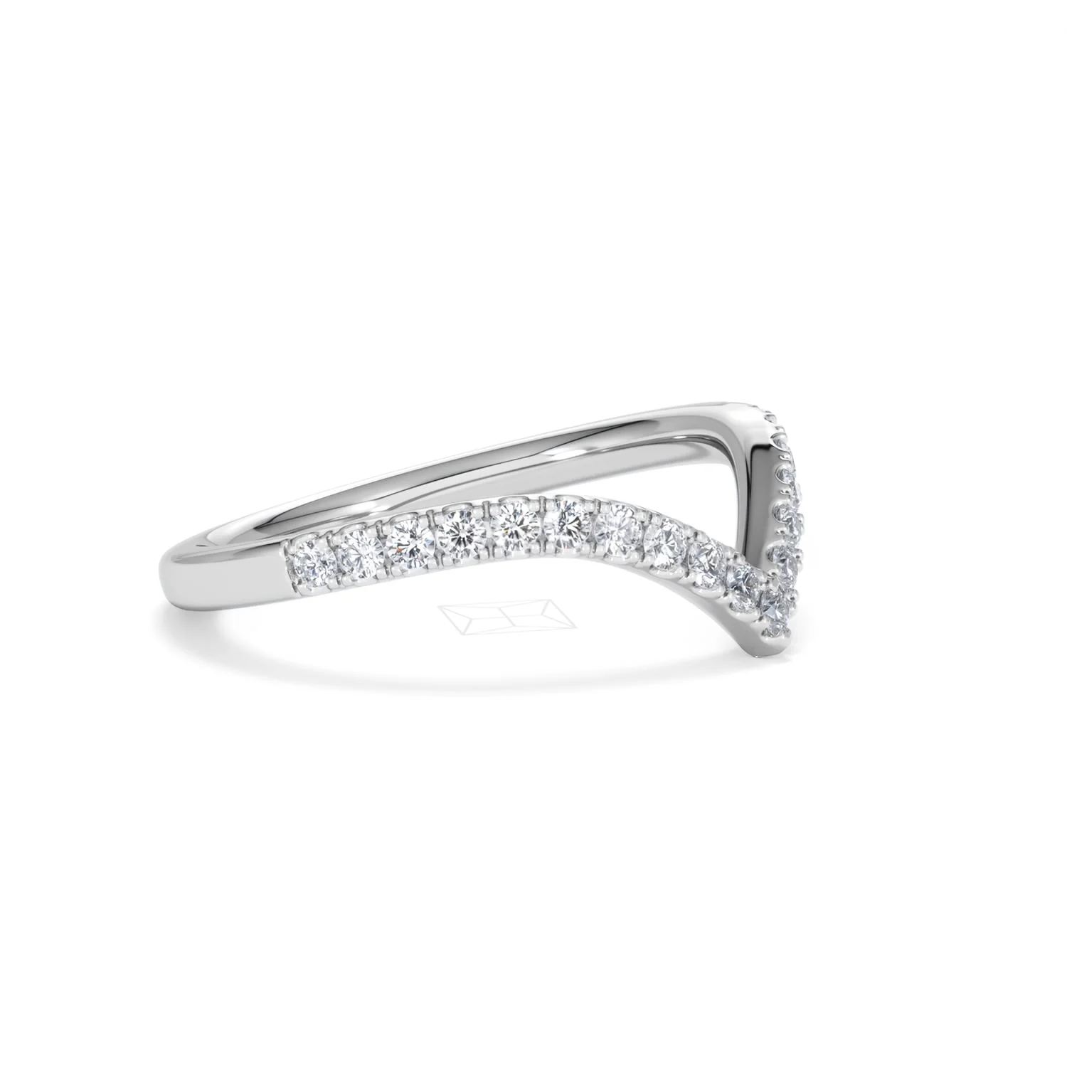 Vela 0.35ct Round Cut Lab Diamond Wishbone Wedding Ring in Platinum - Image 21