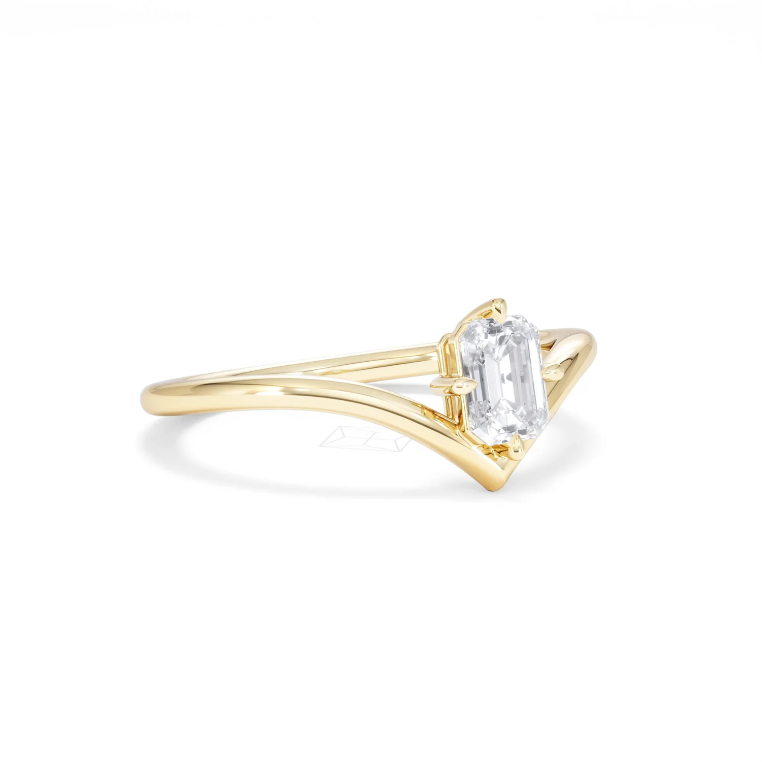 Vela 0.50ct Emerald Cut Lab Diamond Solitaire Engagement Ring in 18K Yellow Gold - Image 15