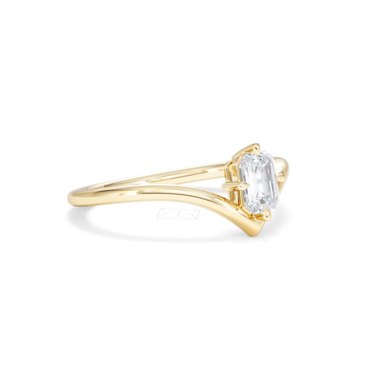 Vela 0.50ct Emerald Cut Lab Diamond Solitaire Engagement Ring in 18K Yellow Gold - Image 17