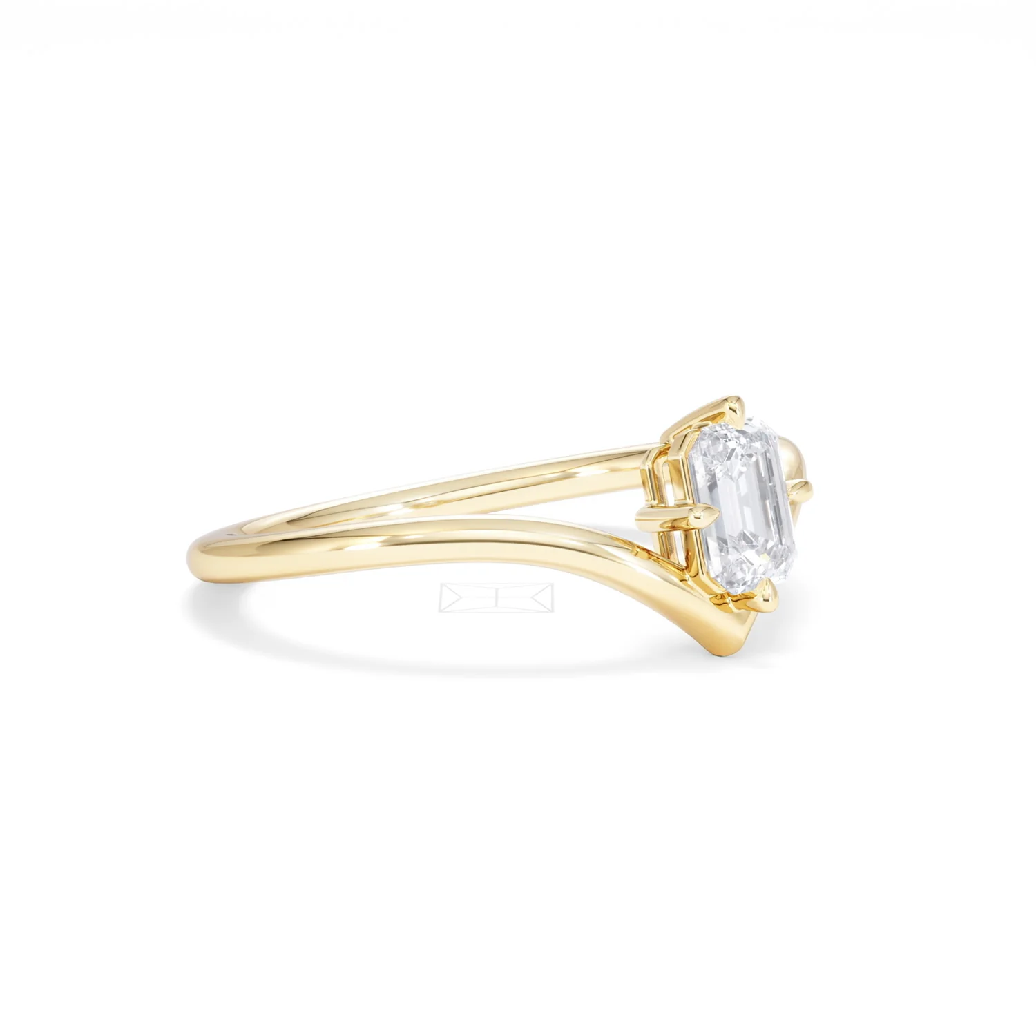Vela 0.50ct Emerald Cut Lab Diamond Solitaire Engagement Ring in 18K Yellow Gold - Image 18