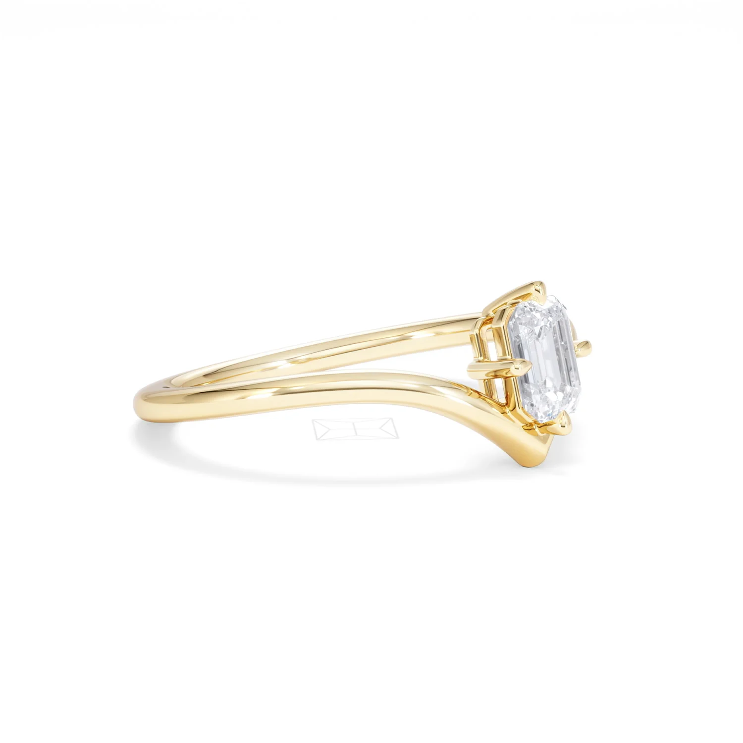Vela 0.50ct Emerald Cut Lab Diamond Solitaire Engagement Ring in 18K Yellow Gold - Image 19