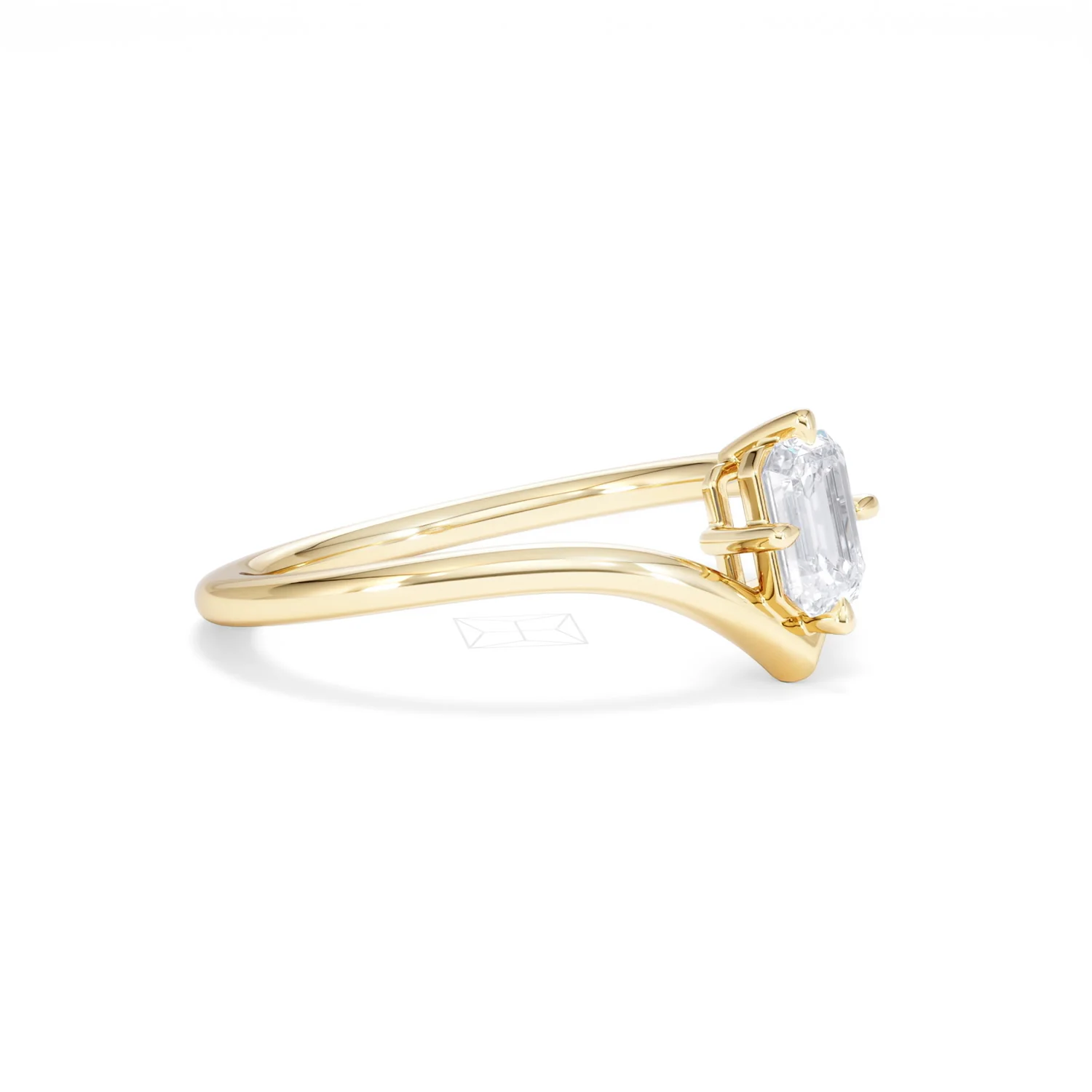 Vela 0.50ct Emerald Cut Lab Diamond Solitaire Engagement Ring in 18K Yellow Gold - Image 20