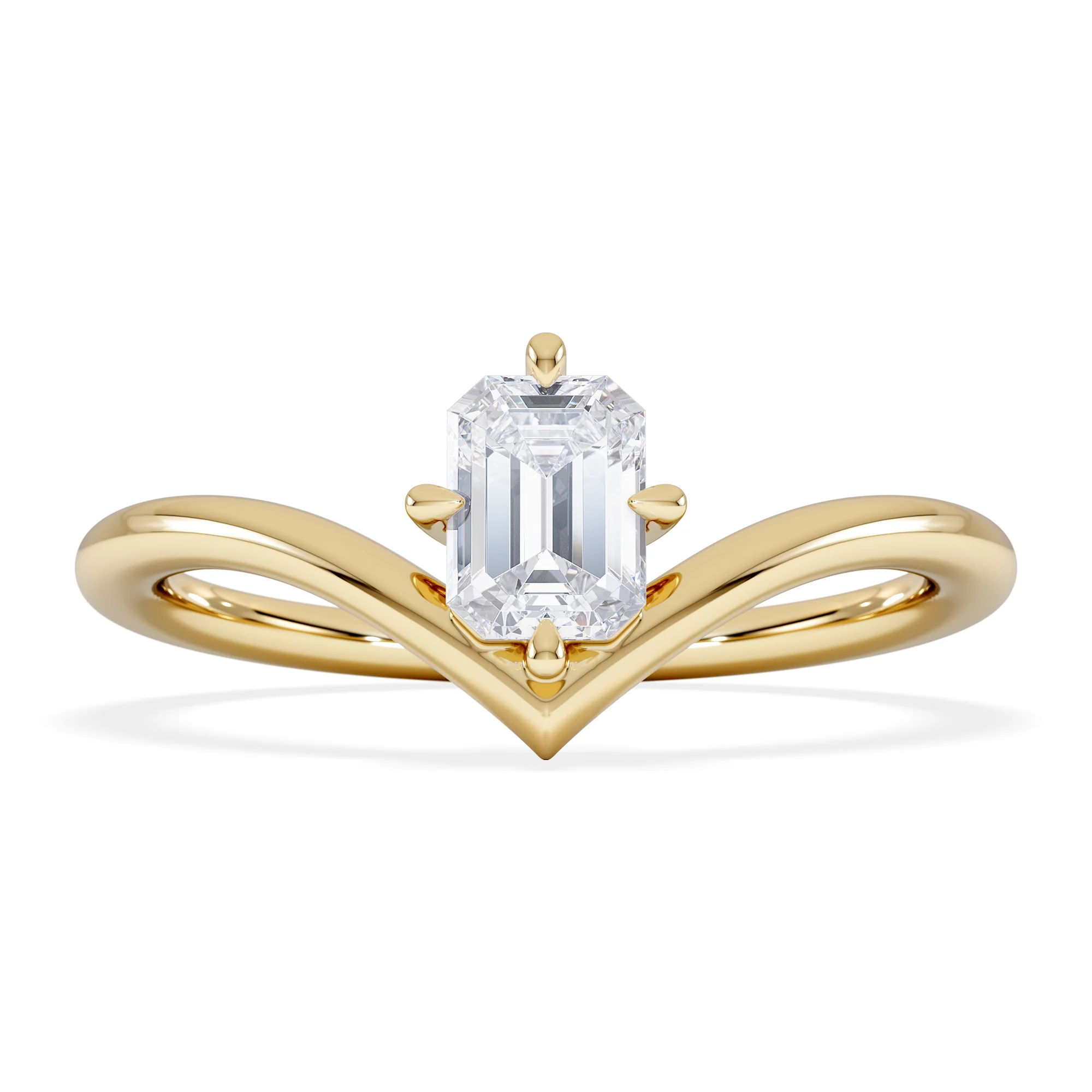 Vela 0.50ct Emerald Cut Lab Diamond Solitaire Engagement Ring in 18K Yellow Gold - Image 3