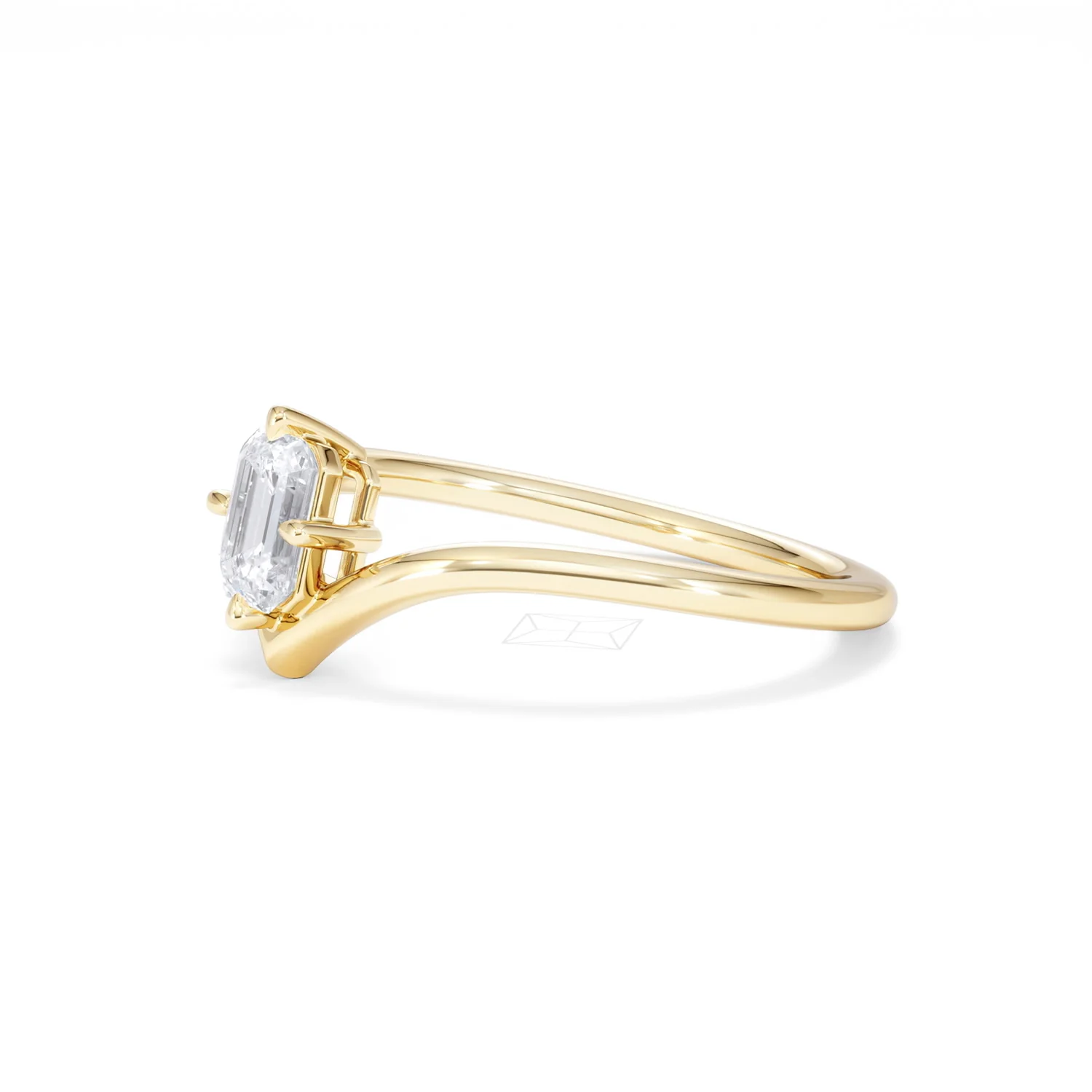 Vela 0.50ct Emerald Cut Lab Diamond Solitaire Engagement Ring in 18K Yellow Gold - Image 75