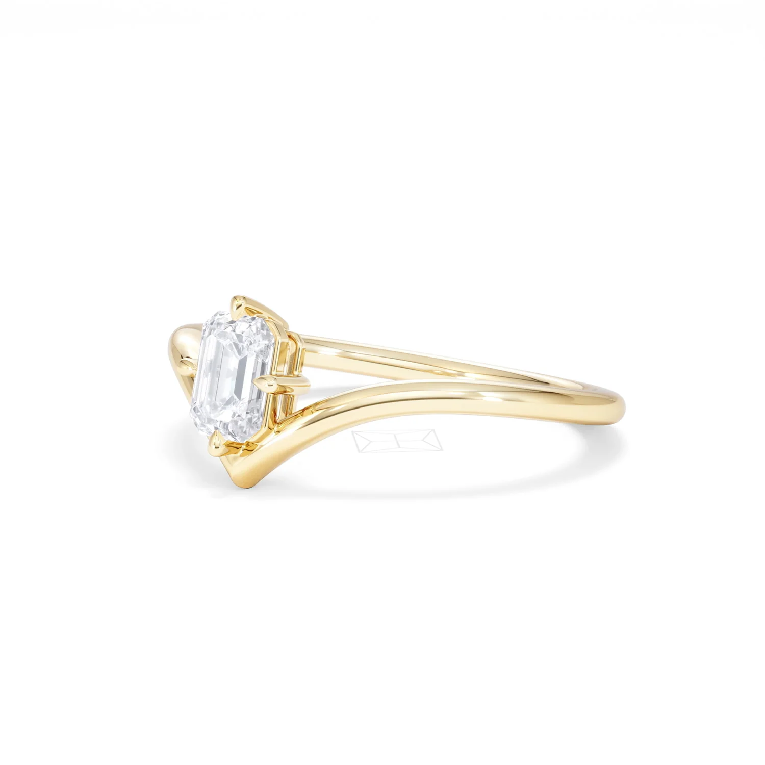 Vela 0.50ct Emerald Cut Lab Diamond Solitaire Engagement Ring in 18K Yellow Gold - Image 79