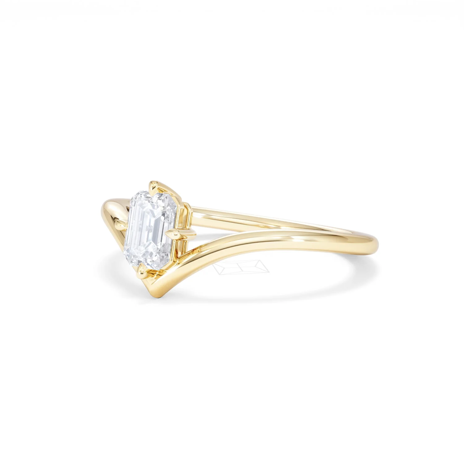 Vela 0.50ct Emerald Cut Lab Diamond Solitaire Engagement Ring in 18K Yellow Gold - Image 80