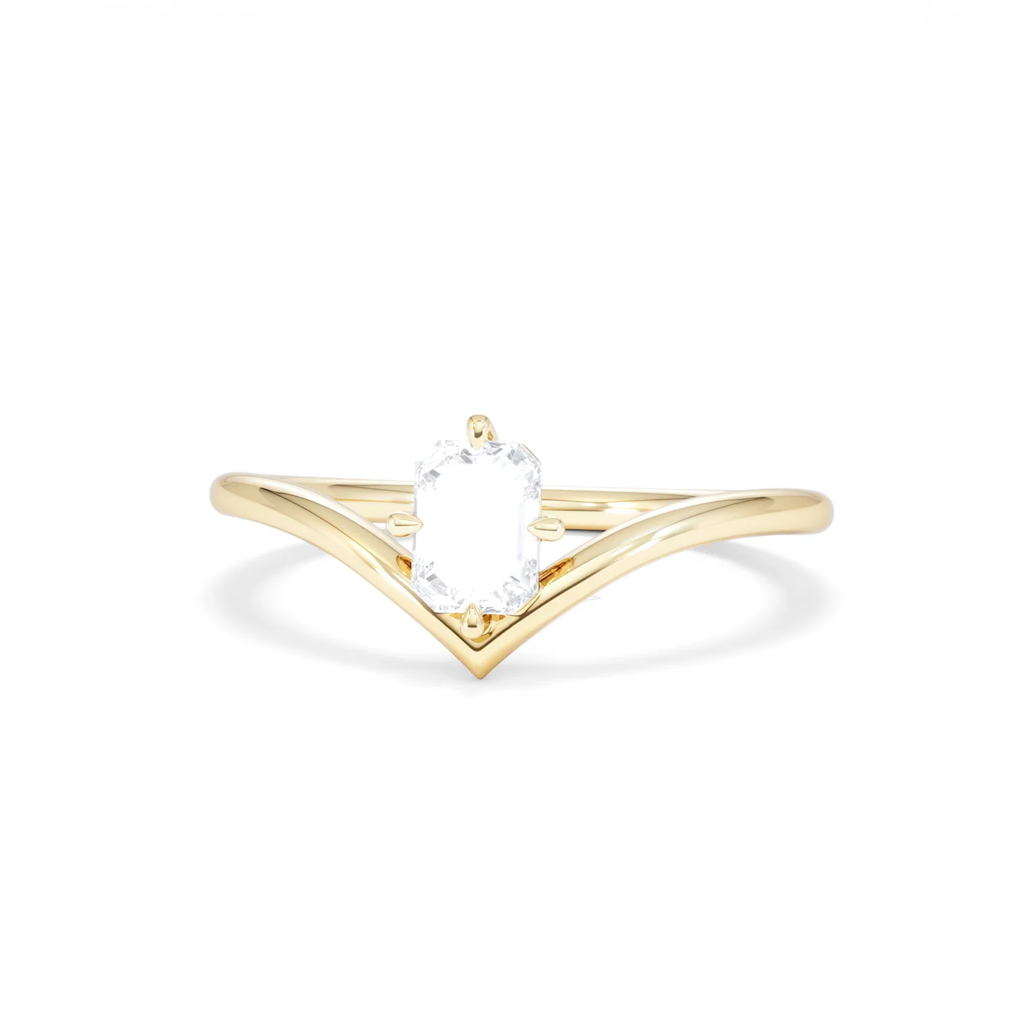 Vela 0.50ct Emerald Cut Lab Diamond Solitaire Engagement Ring in 18K Yellow Gold - Image 86