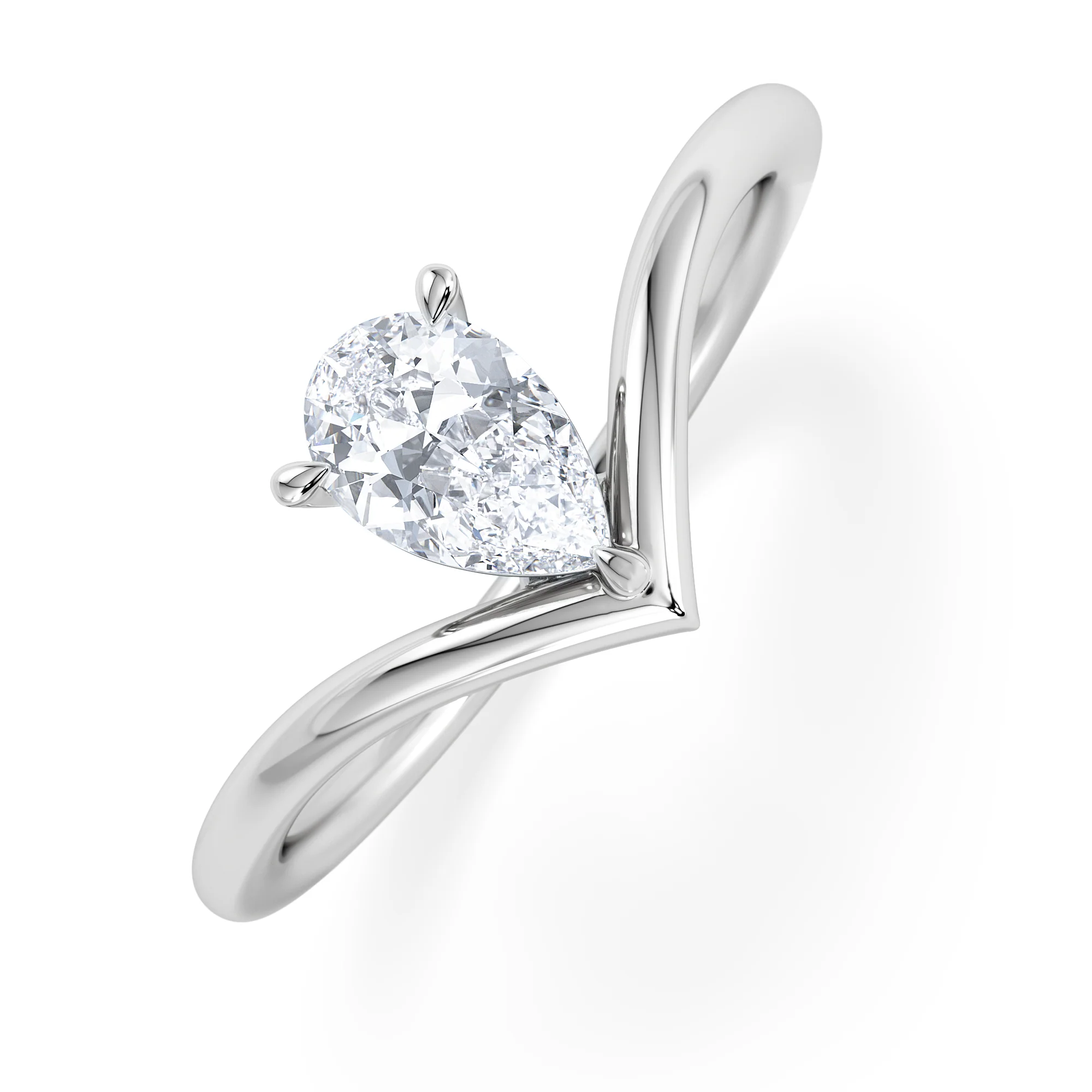 Vela 0.50ct Pear Cut Lab Diamond Solitaire Engagement Ring in Platinum