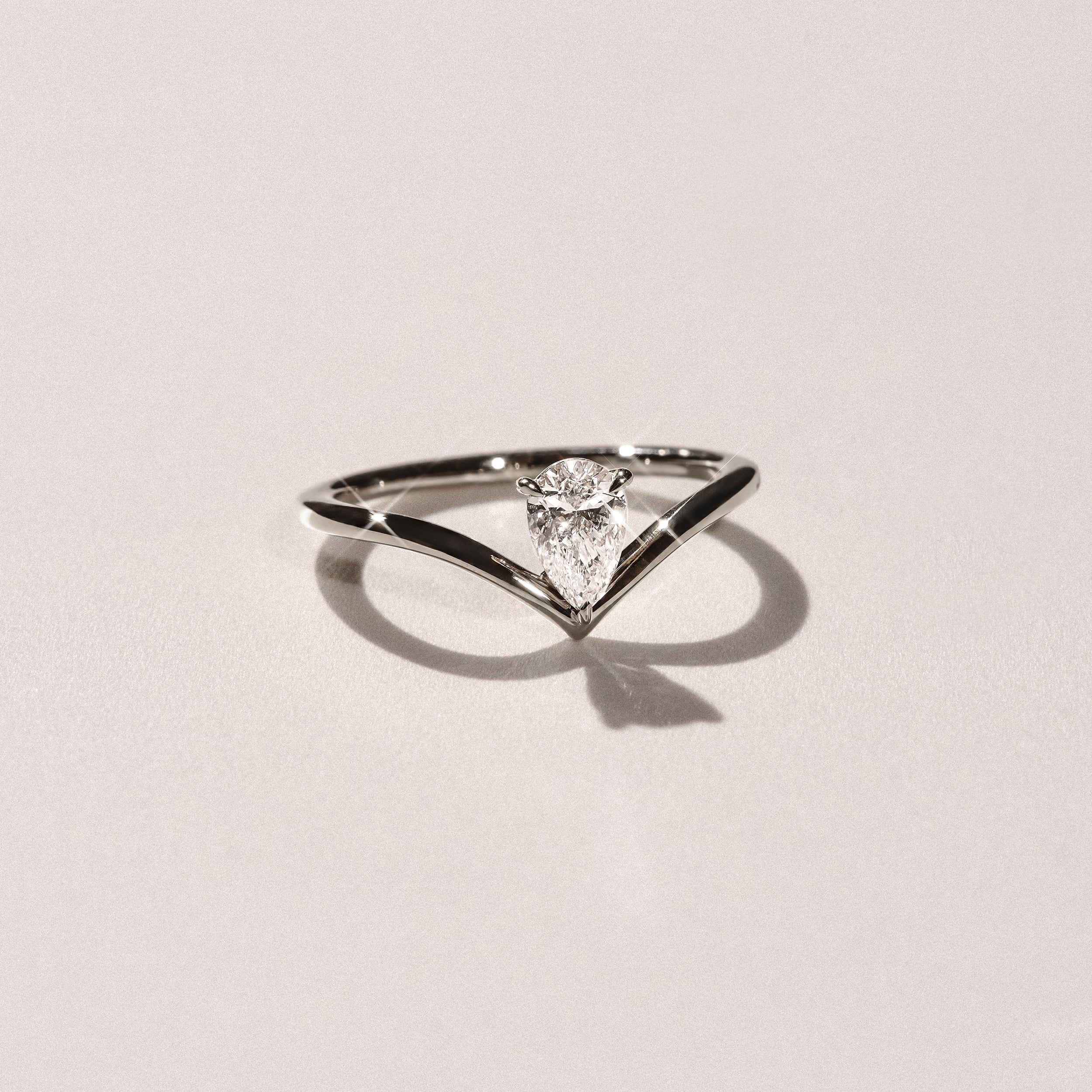 Vela 0.50ct Pear Cut Lab Diamond Solitaire Engagement Ring in Platinum - Image 6
