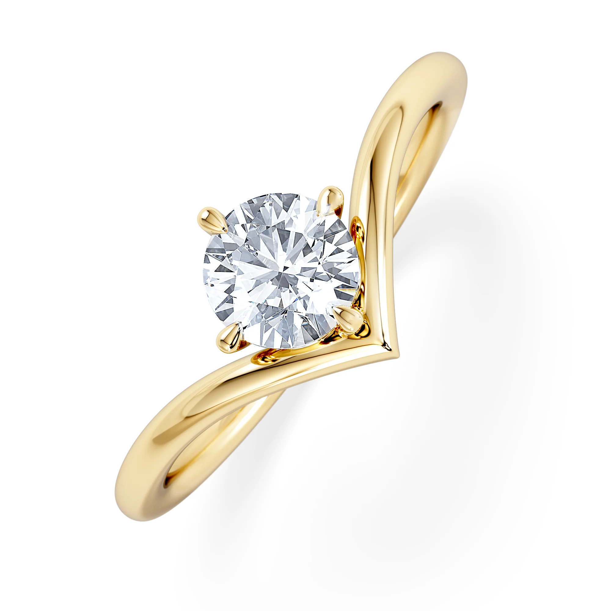 Vela 0.50ct Round Cut Lab Diamond Solitaire Engagement Ring in 18K Yellow Gold