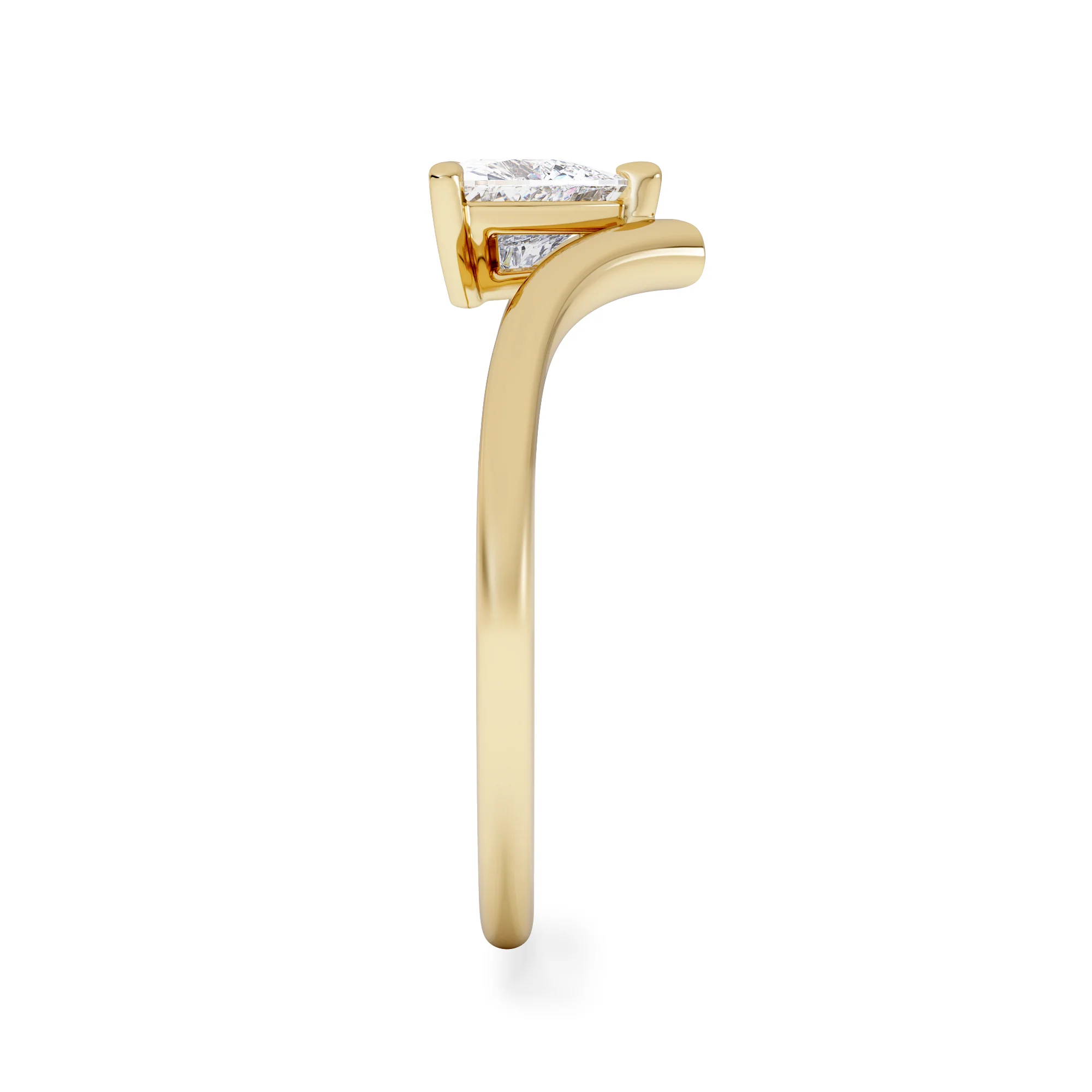 Vela 0.50ct Trillion Cut Lab Diamond Solitaire Engagement Ring in 18K Yellow Gold - Image 5
