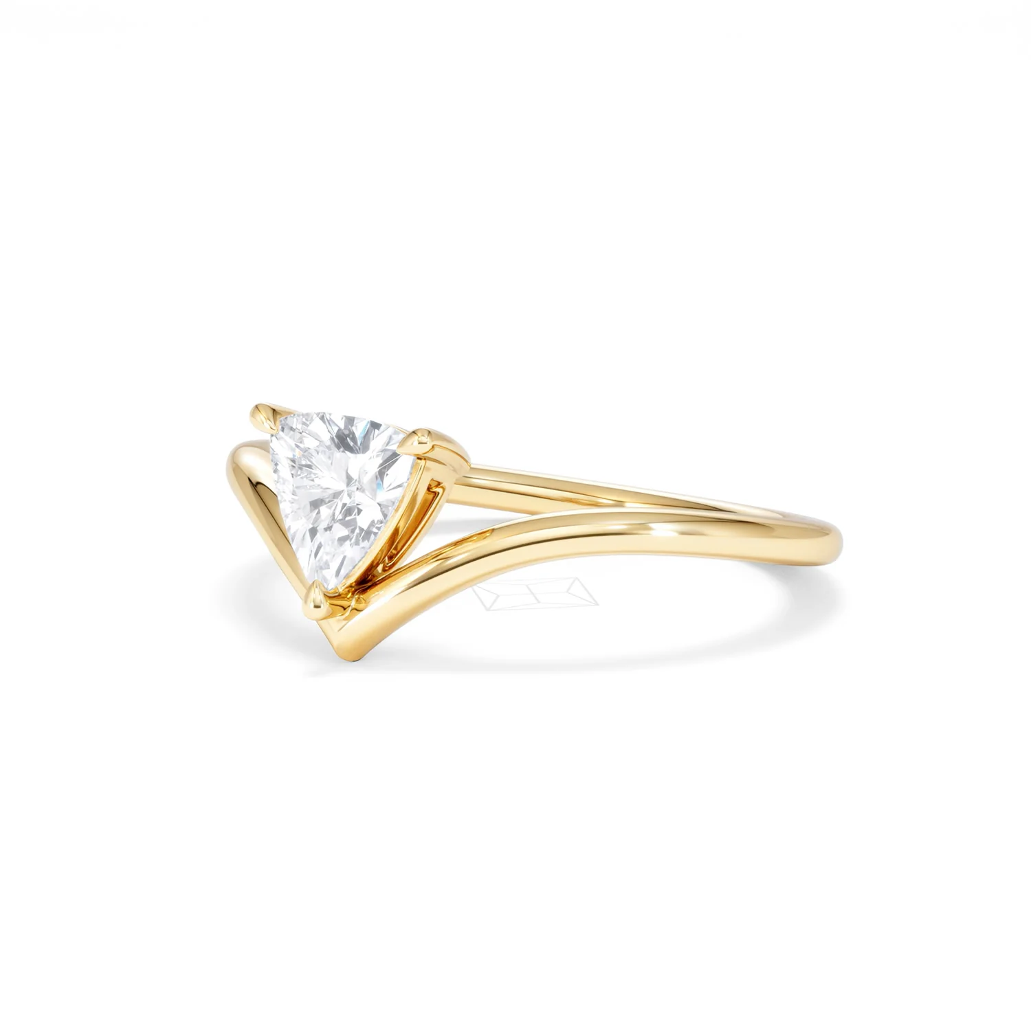 Vela 0.50ct Trillion Cut Lab Diamond Solitaire Engagement Ring in 18K Yellow Gold - Image 80