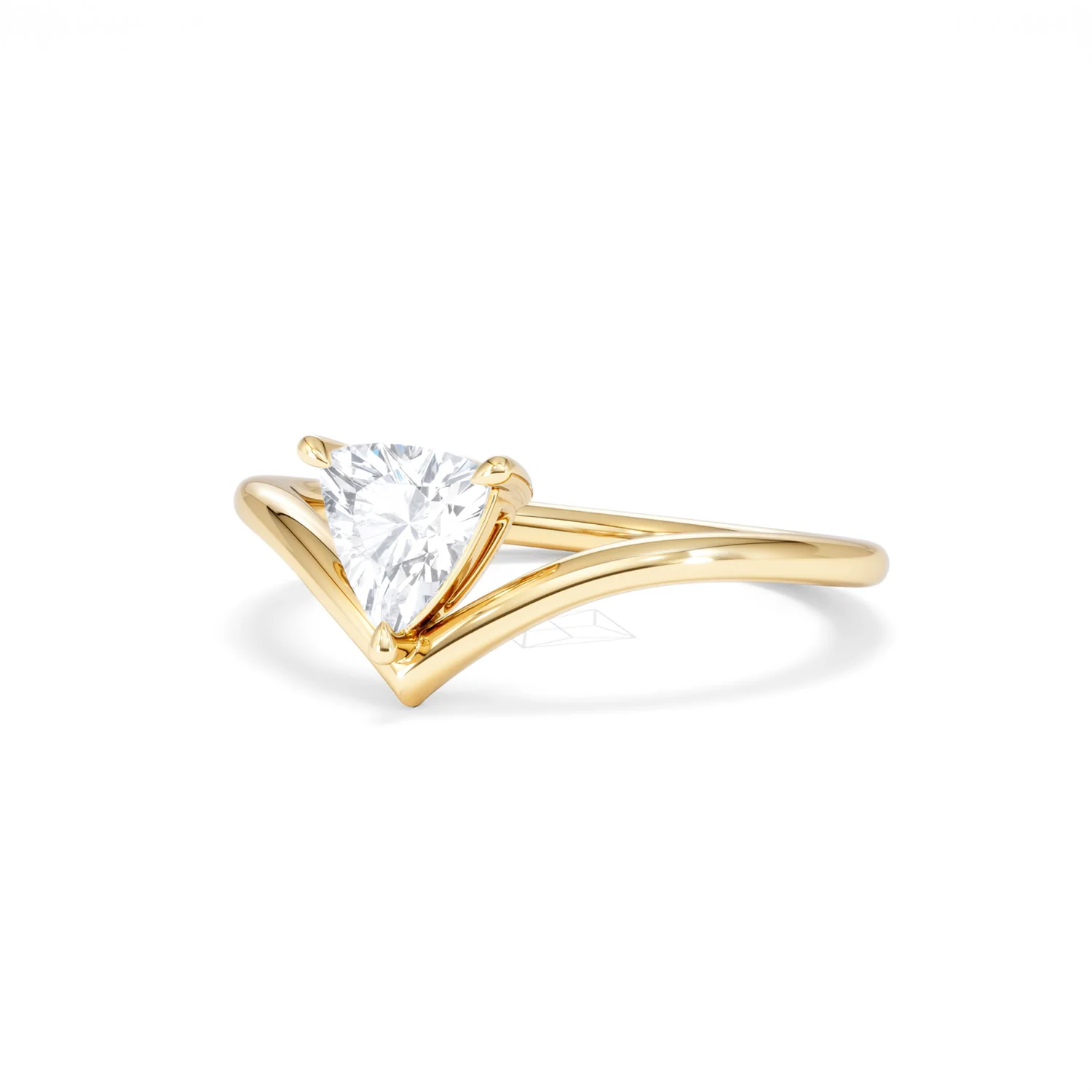 Vela 0.50ct Trillion Cut Lab Diamond Solitaire Engagement Ring in 18K Yellow Gold - Image 82