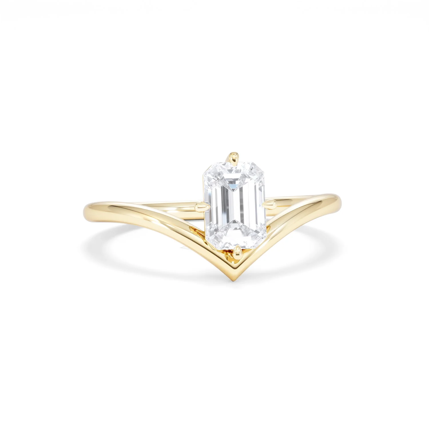 Vela 1.00ct Emerald Cut Lab Diamond Solitaire Engagement Ring in 18K Yellow Gold - Image 10