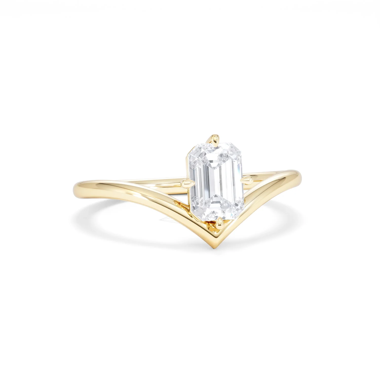 Vela 1.00ct Emerald Cut Lab Diamond Solitaire Engagement Ring in 18K Yellow Gold - Image 11