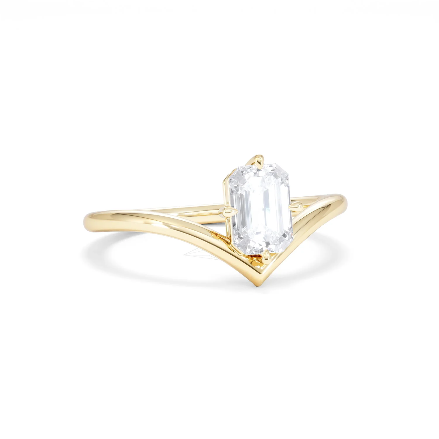 Vela 1.00ct Emerald Cut Lab Diamond Solitaire Engagement Ring in 18K Yellow Gold - Image 12