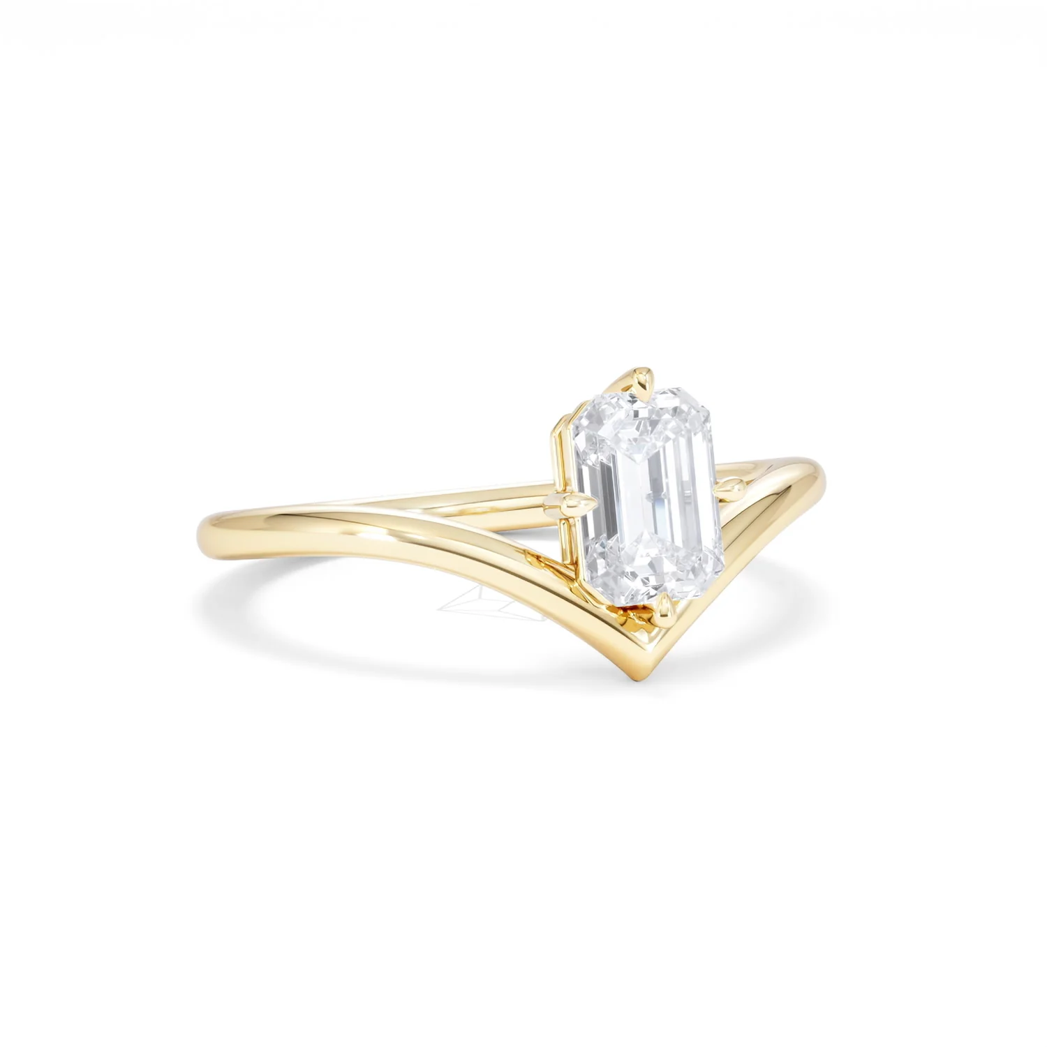 Vela 1.00ct Emerald Cut Lab Diamond Solitaire Engagement Ring in 18K Yellow Gold - Image 13