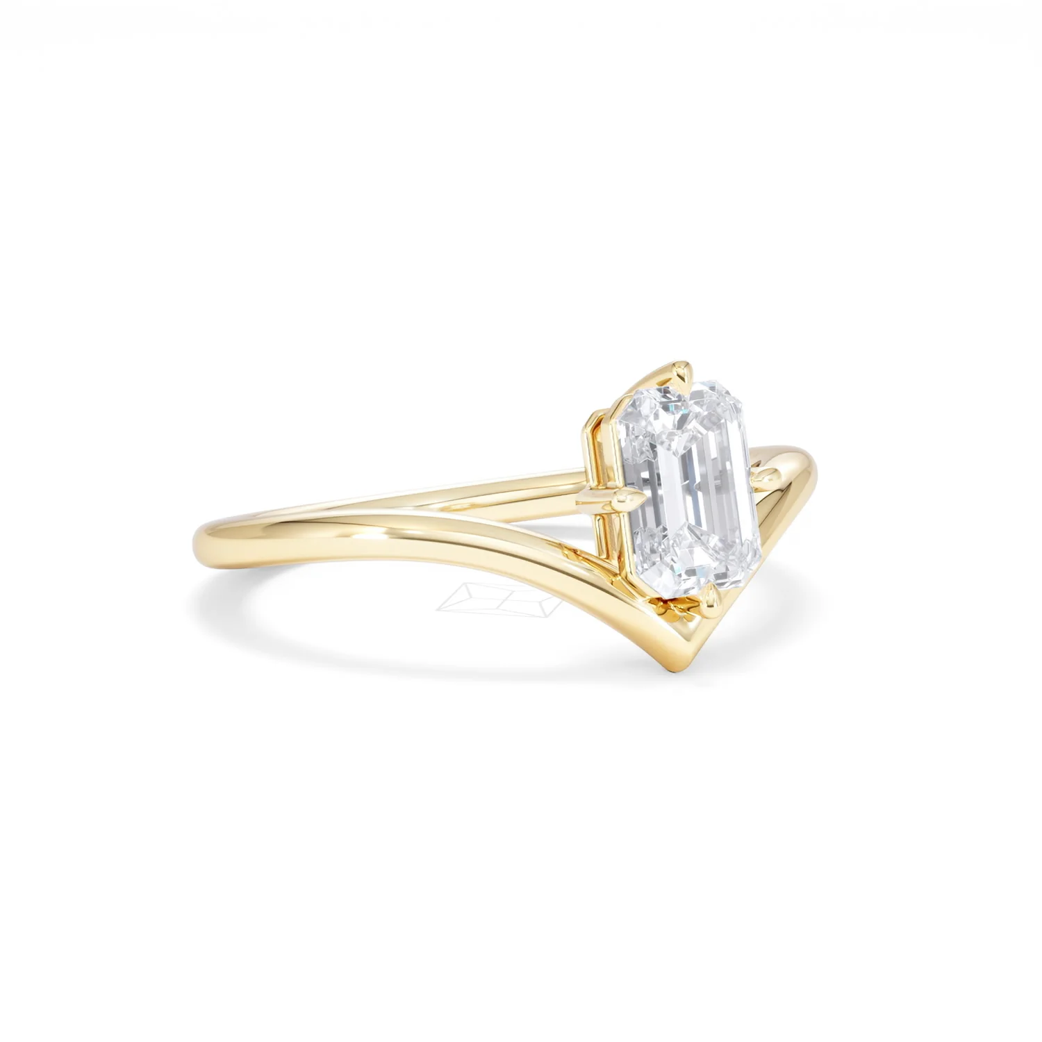 Vela 1.00ct Emerald Cut Lab Diamond Solitaire Engagement Ring in 18K Yellow Gold - Image 15