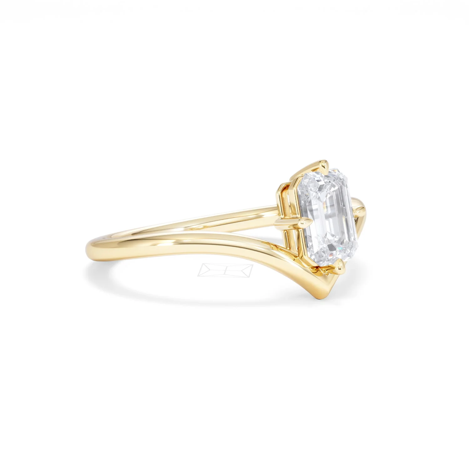 Vela 1.00ct Emerald Cut Lab Diamond Solitaire Engagement Ring in 18K Yellow Gold - Image 17