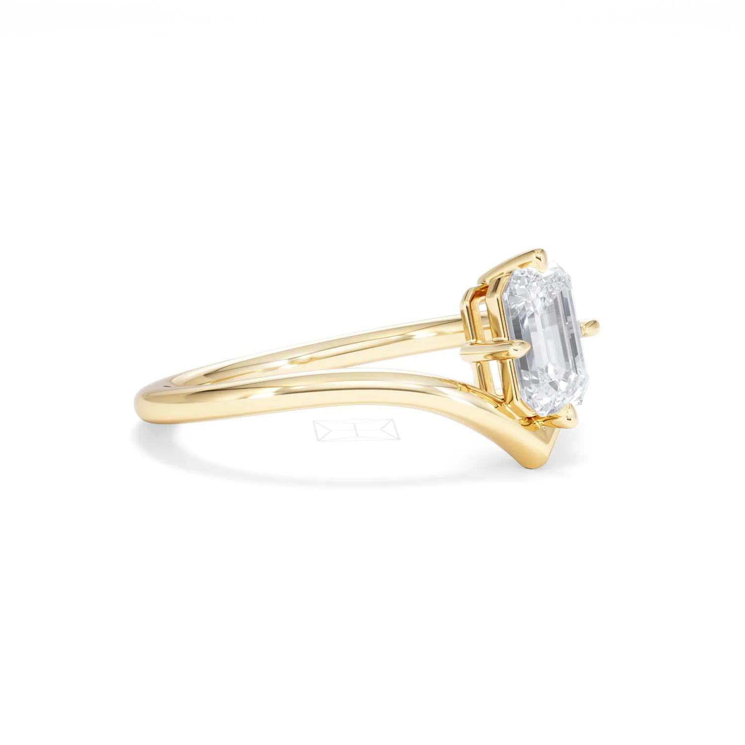 Vela 1.00ct Emerald Cut Lab Diamond Solitaire Engagement Ring in 18K Yellow Gold - Image 19