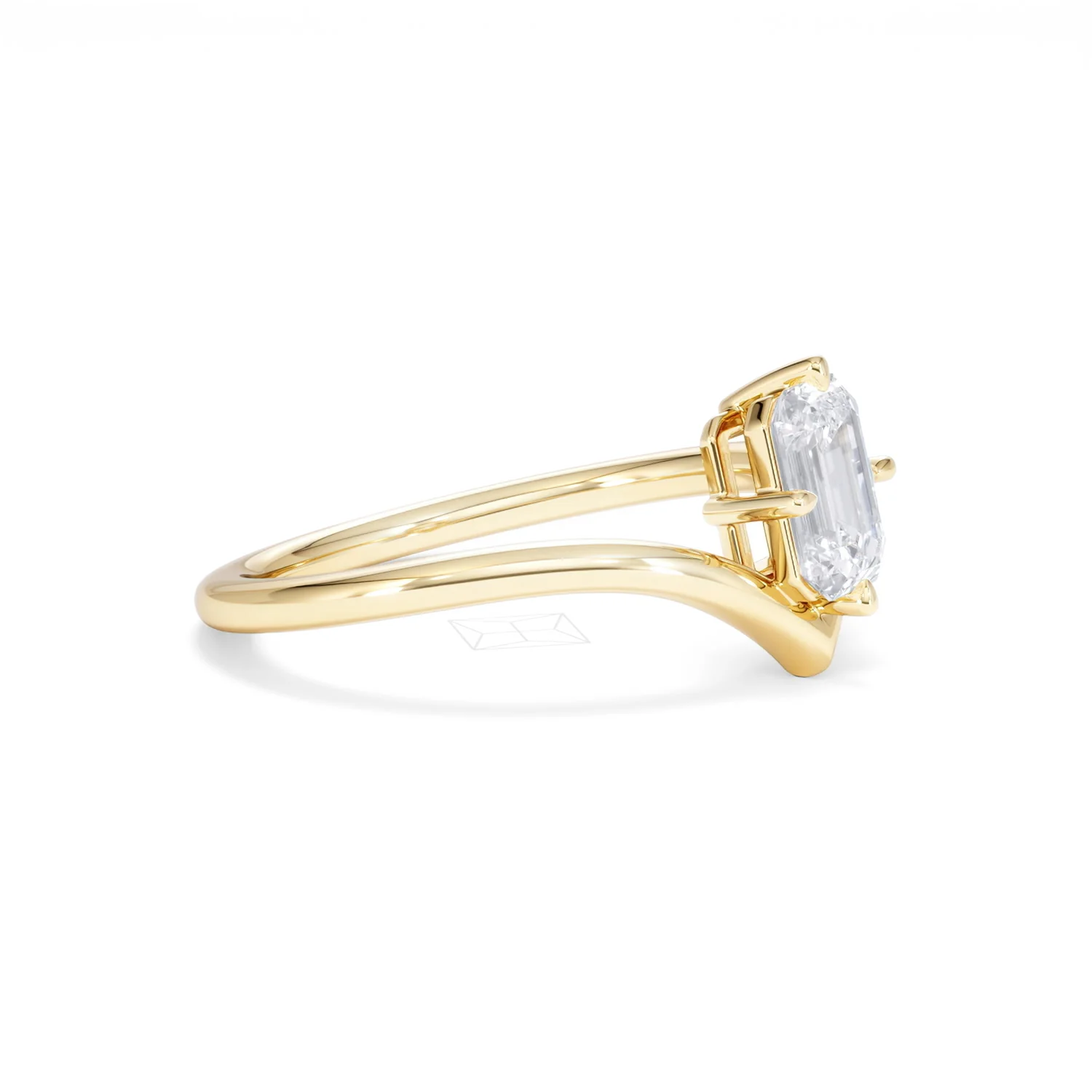 Vela 1.00ct Emerald Cut Lab Diamond Solitaire Engagement Ring in 18K Yellow Gold - Image 21