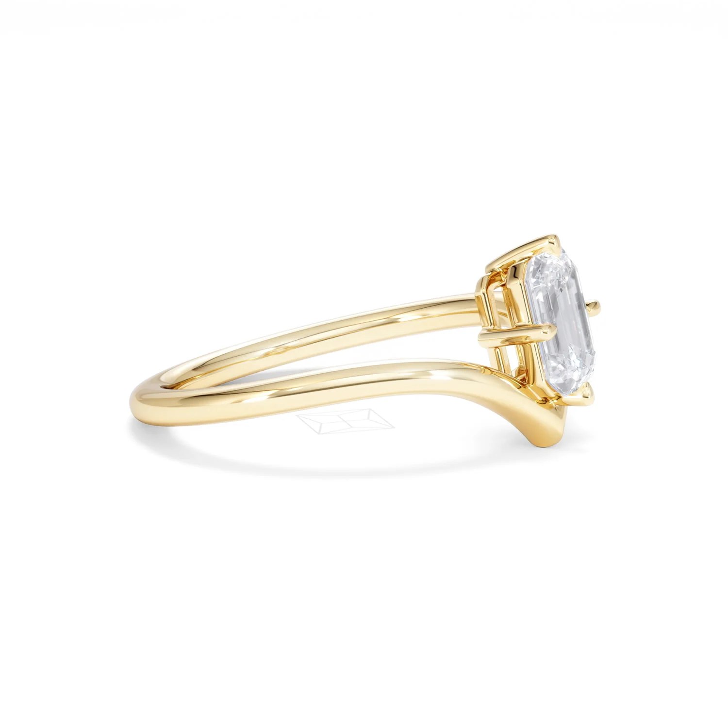 Vela 1.00ct Emerald Cut Lab Diamond Solitaire Engagement Ring in 18K Yellow Gold - Image 22
