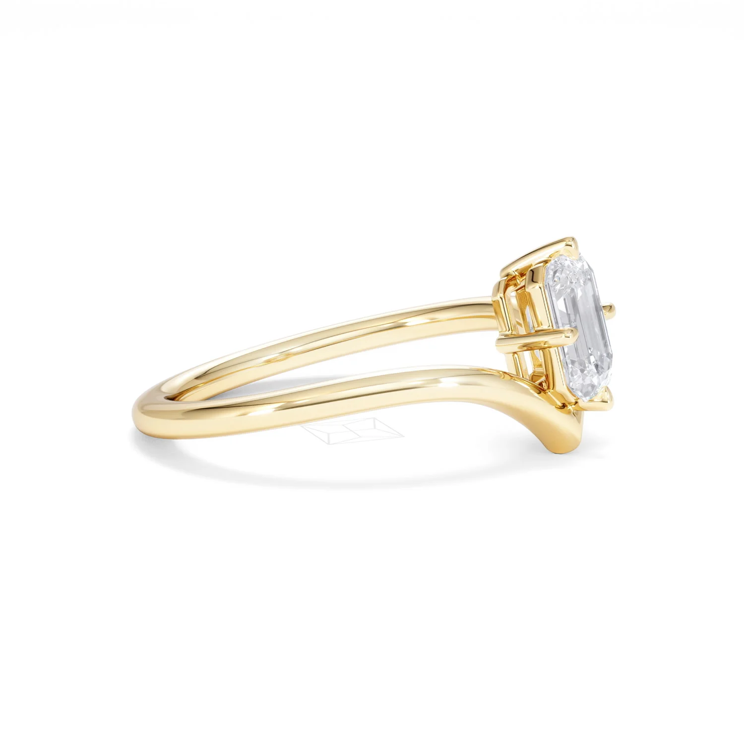 Vela 1.00ct Emerald Cut Lab Diamond Solitaire Engagement Ring in 18K Yellow Gold - Image 23