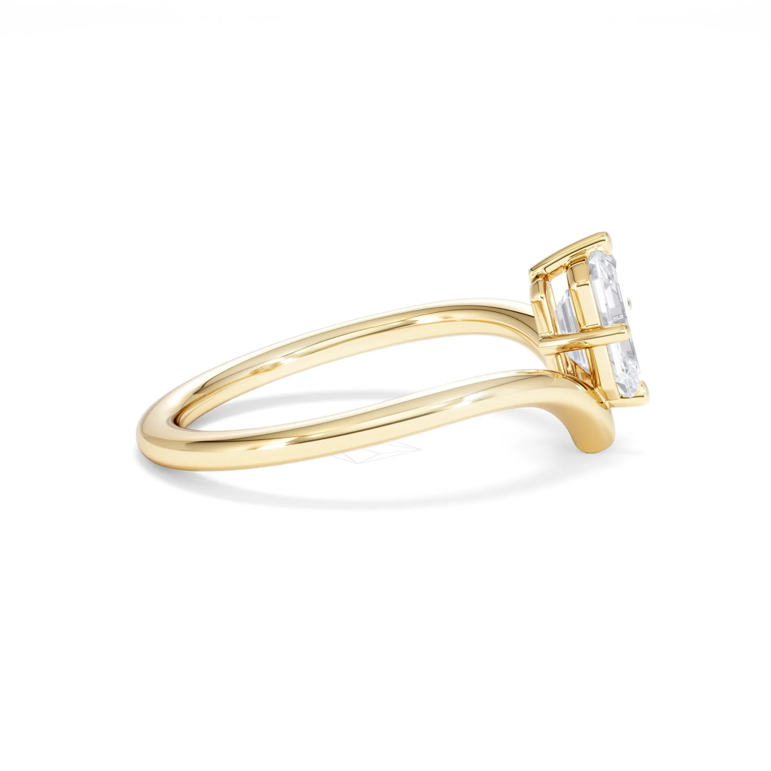 Vela 1.00ct Emerald Cut Lab Diamond Solitaire Engagement Ring in 18K Yellow Gold - Image 27