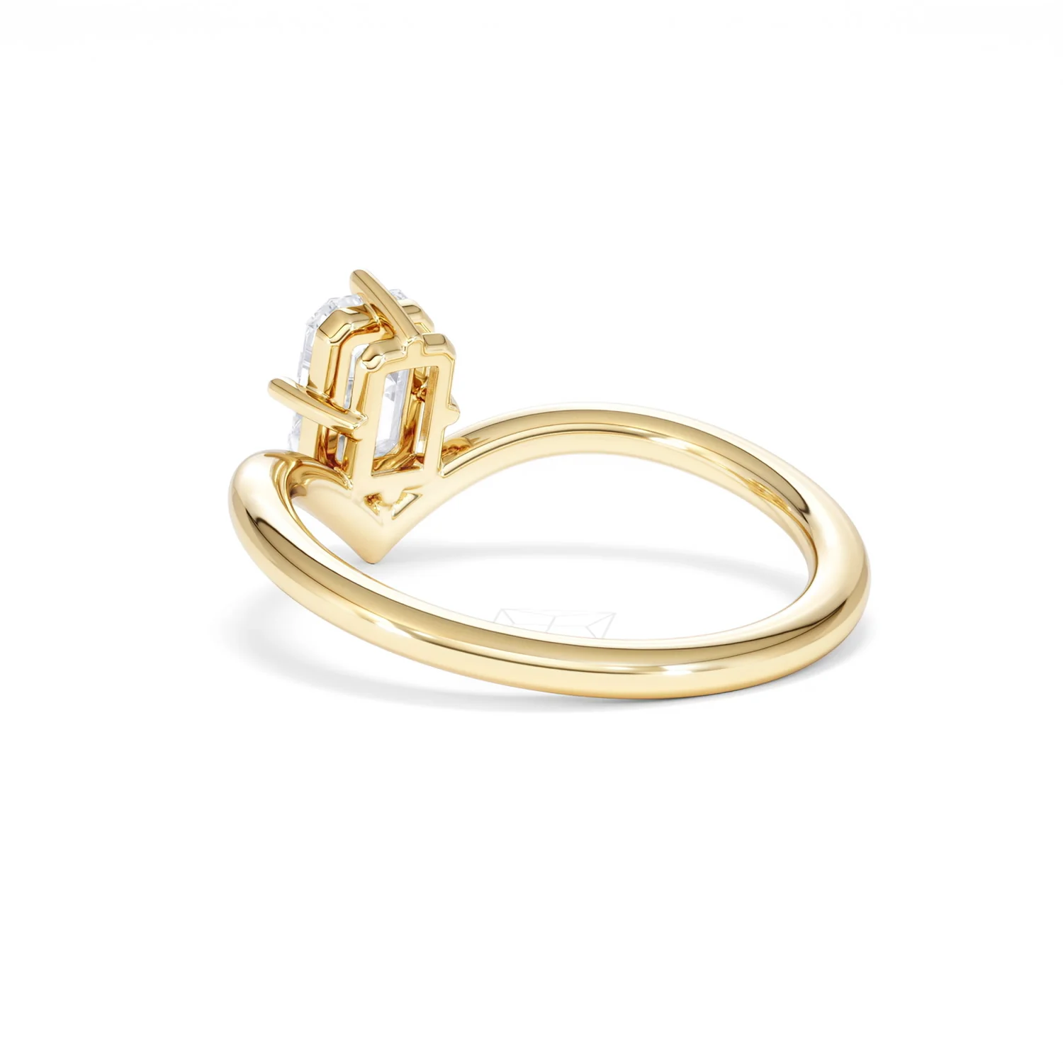 Vela 1.00ct Emerald Cut Lab Diamond Solitaire Engagement Ring in 18K Yellow Gold - Image 56