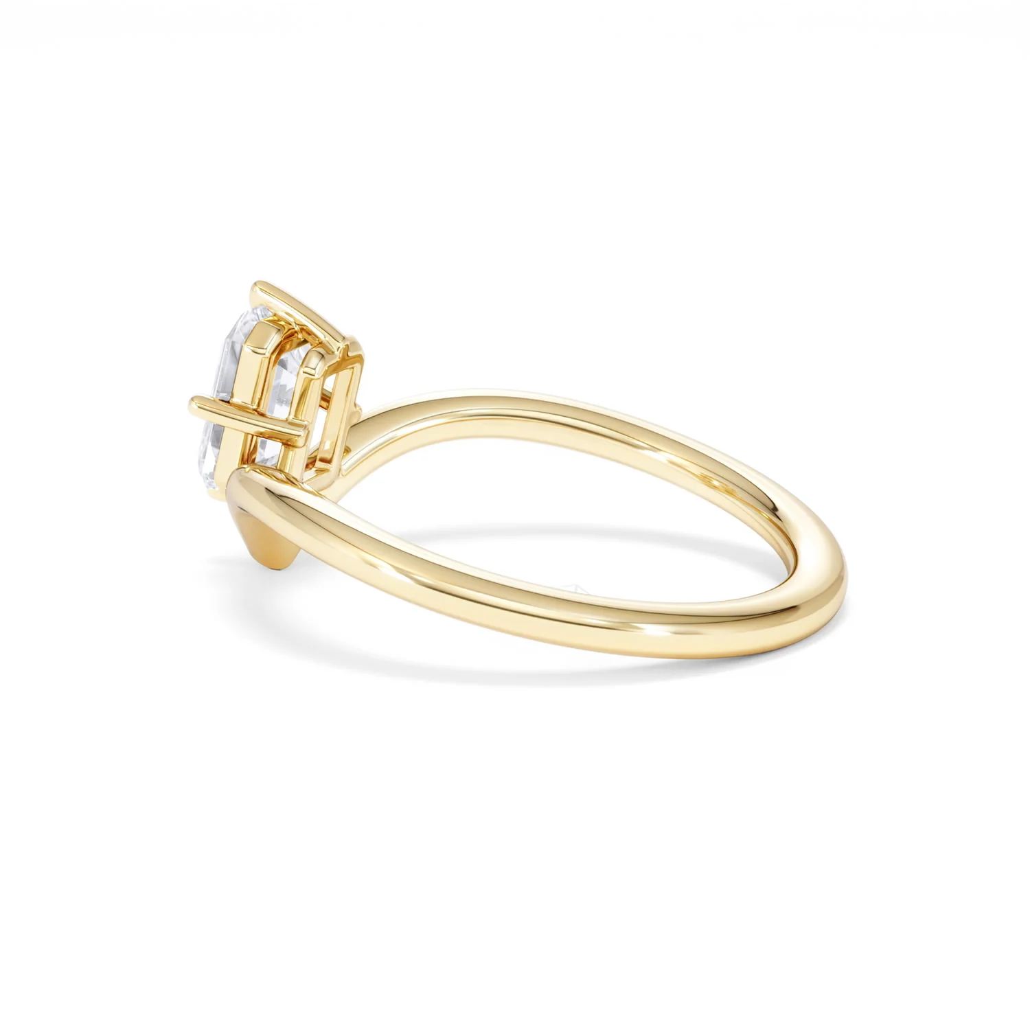 Vela 1.00ct Emerald Cut Lab Diamond Solitaire Engagement Ring in 18K Yellow Gold - Image 62
